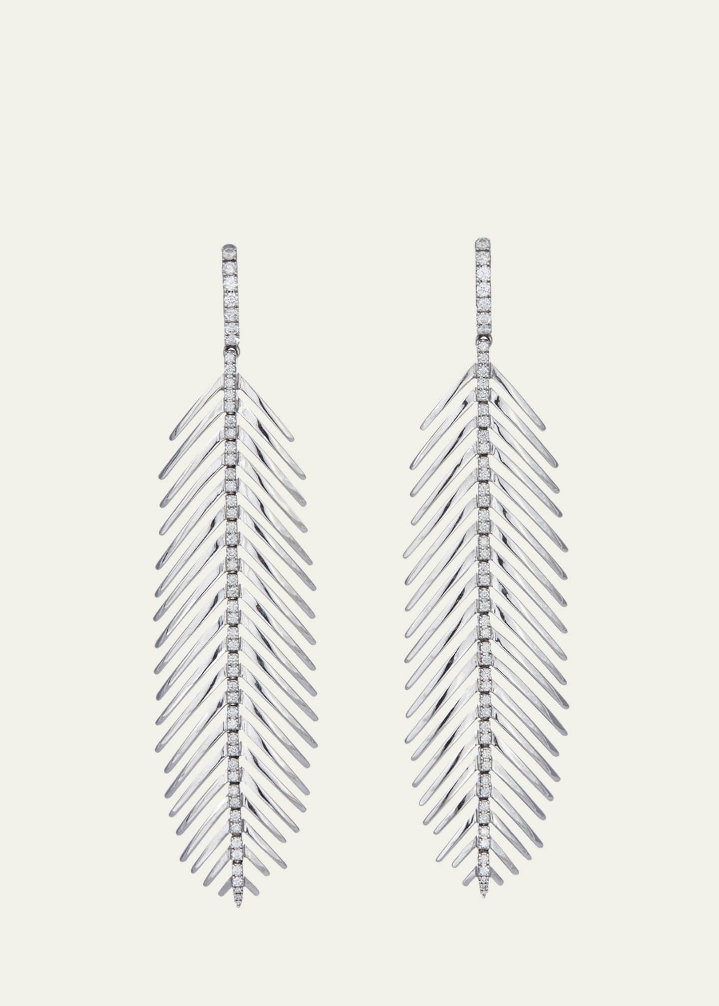 Sidney Garber FEATHERS THAT MOVE 18K White Gold Diamond Spine Earrings Image 3 of 3