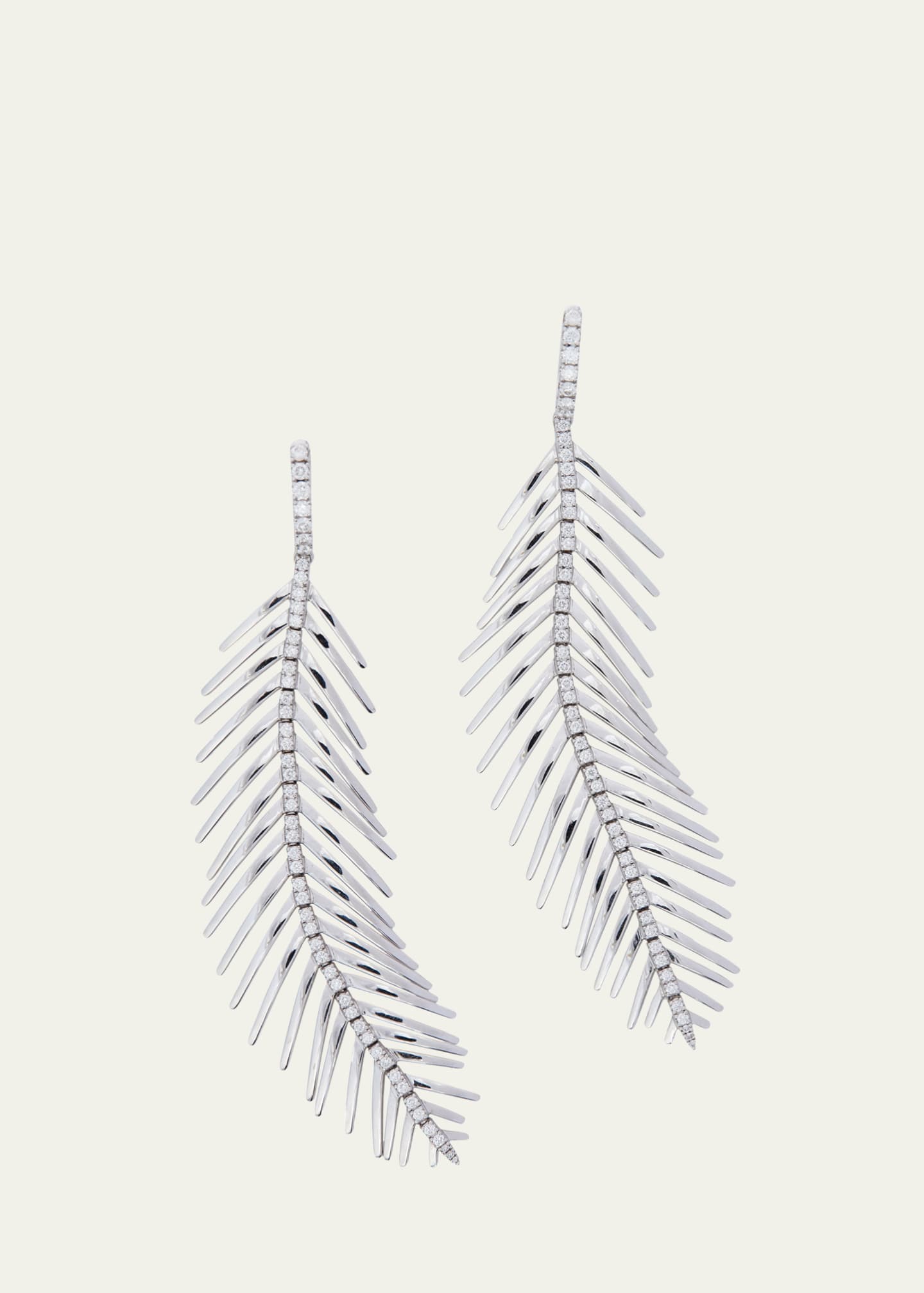 Sidney Garber FEATHERS THAT MOVE 18K White Gold Diamond Spine Earrings Image 1 of 3