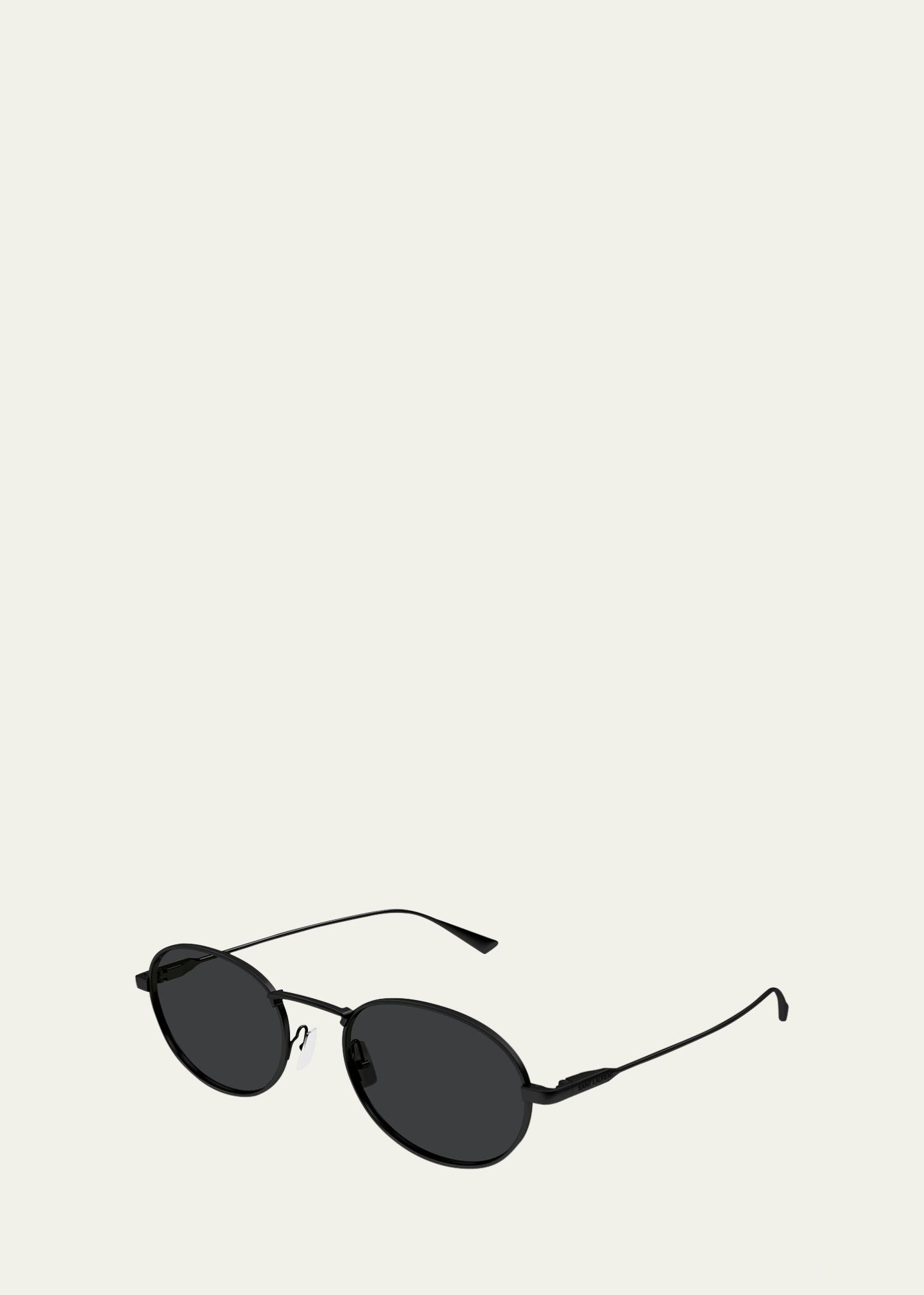 Yves Saint Laurent SL 799 001. Black Oval Sunglasses with Thin Metal Frame Saint Laurent Sunglasses SL 799 | Men main image 3