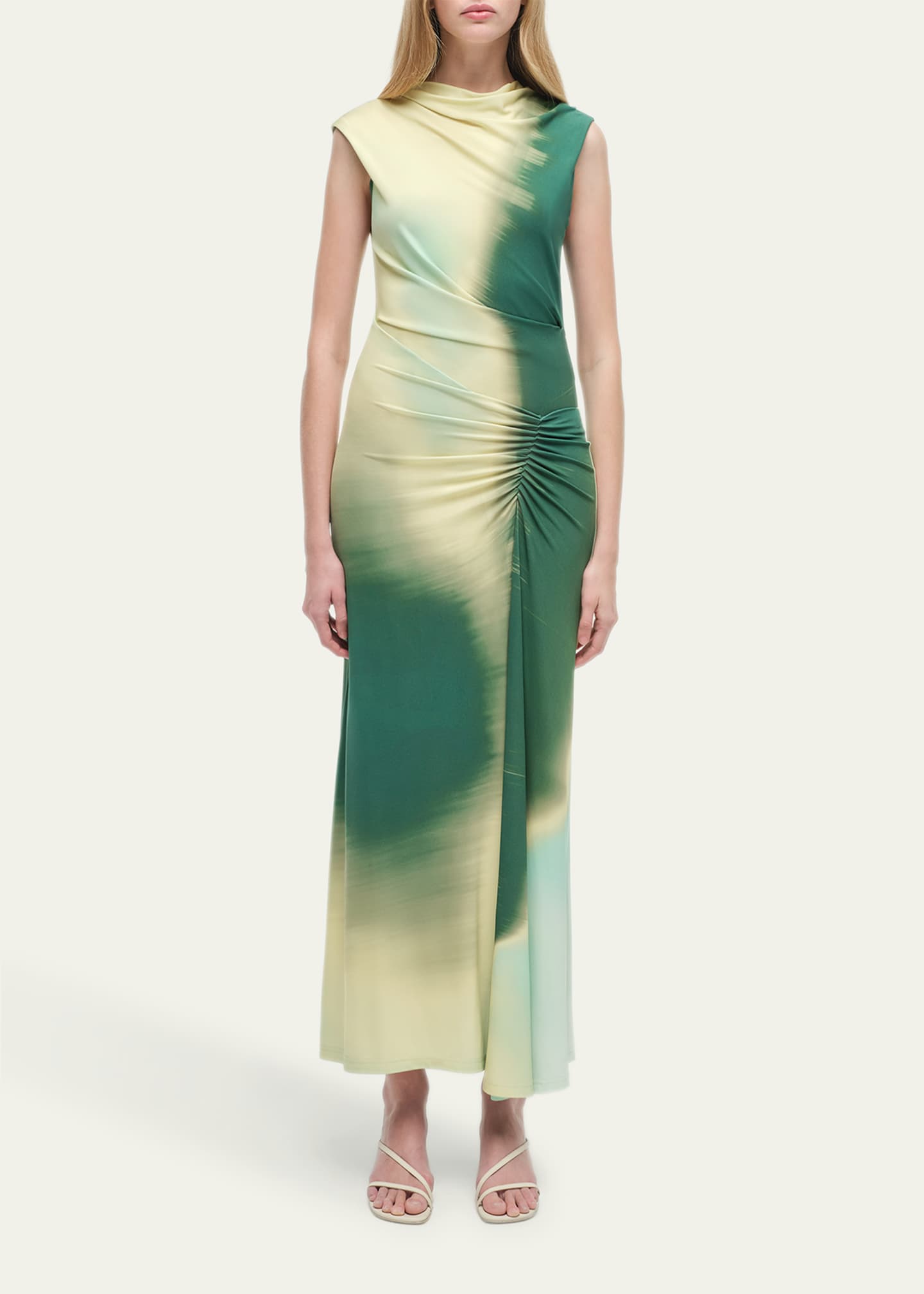 SIMKHAI Acacia Sleeveless Ruched Midi Dress Image 2 of 4