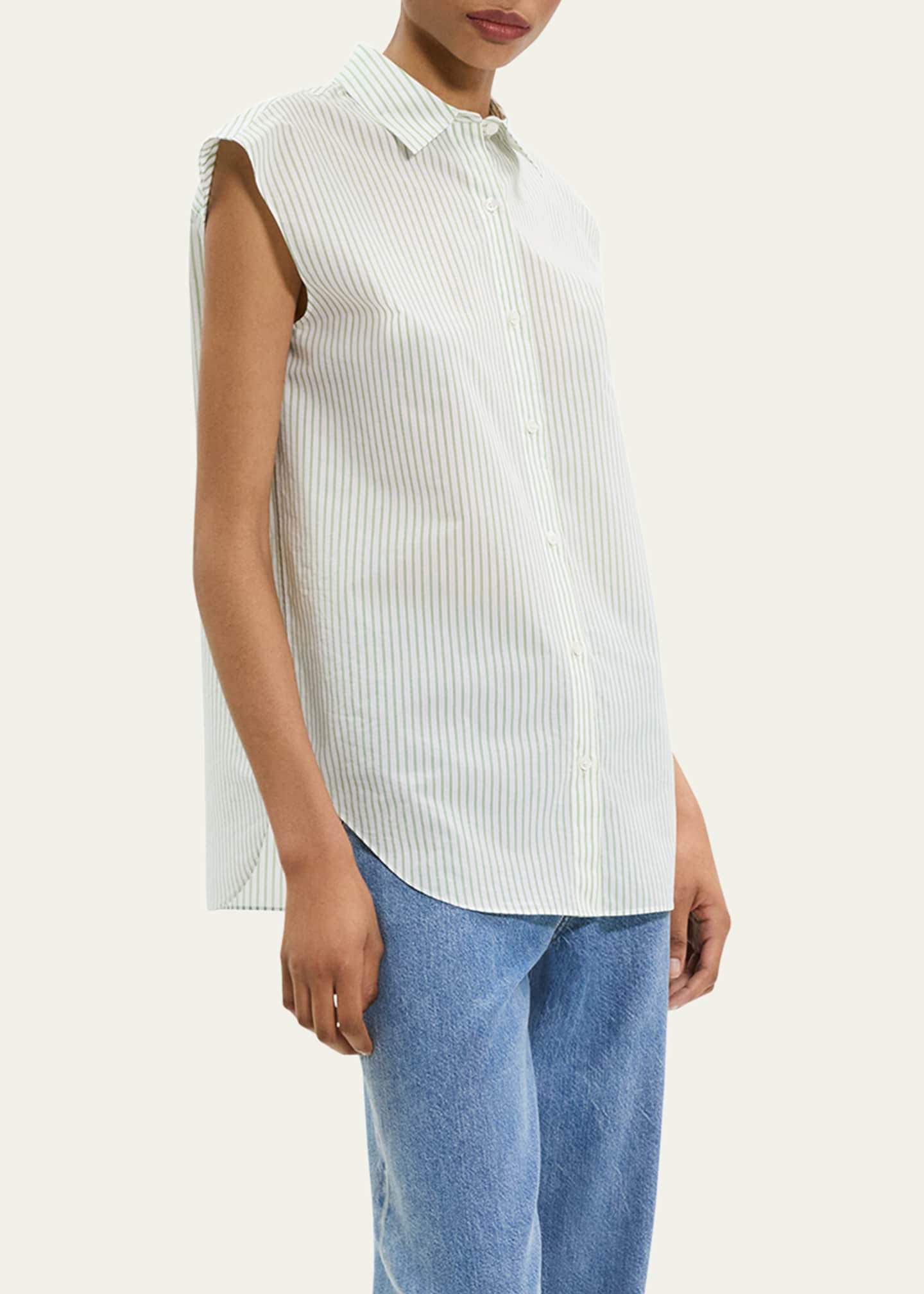 Stripe Sleeveless Boyfriend Shirt - Thumbnail 4