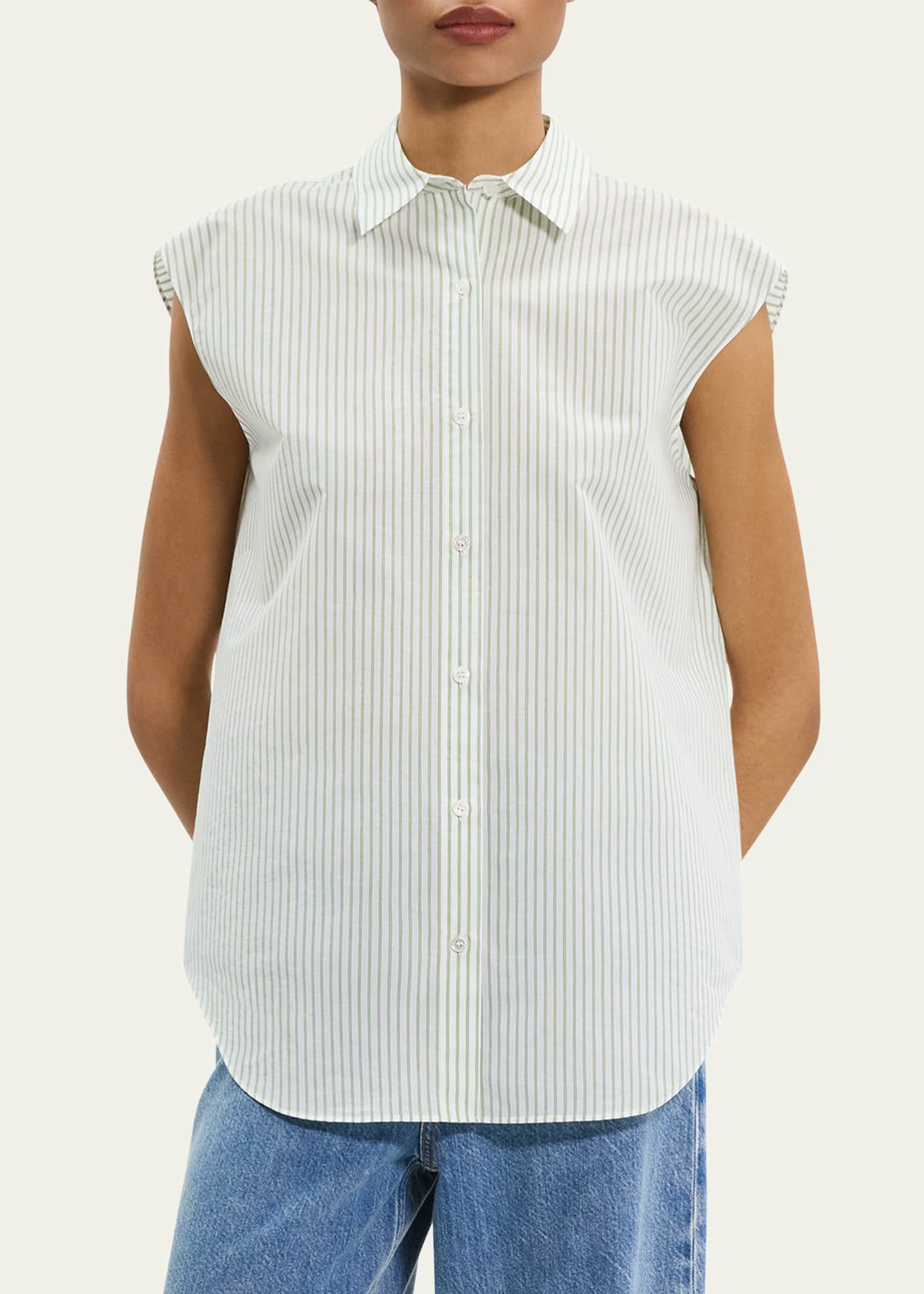 Stripe Sleeveless Boyfriend Shirt - Thumbnail 5