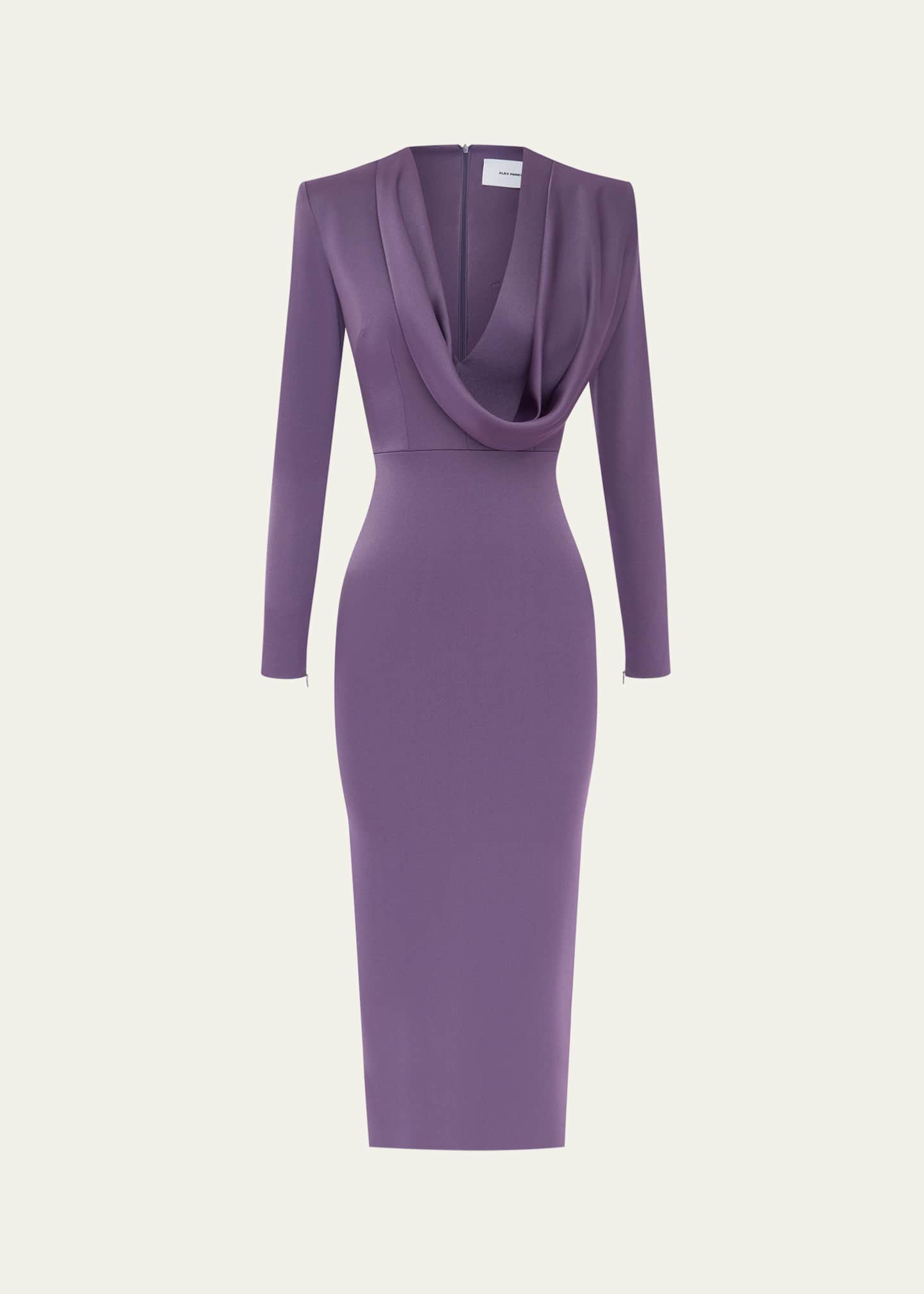 alex perry long sleeve dress Alex Perry Baird Stretch Crepe Portrait Long Sleeve Dress