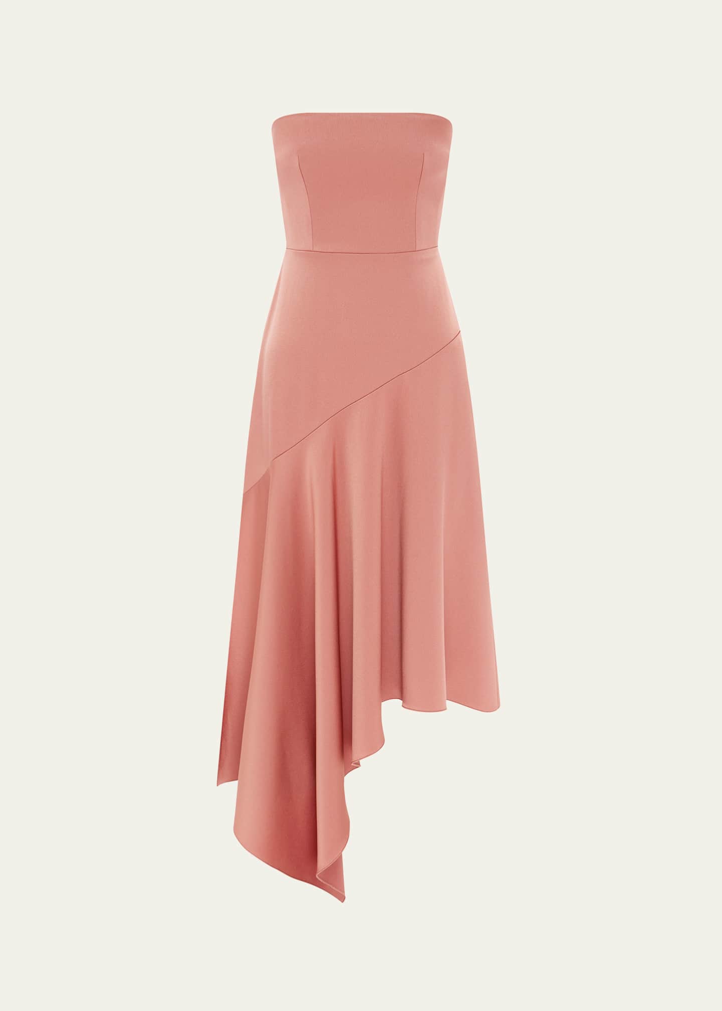 Alex Perry Strapless Asymmetric Satin Crepe Midi Dress Image 1 of 3