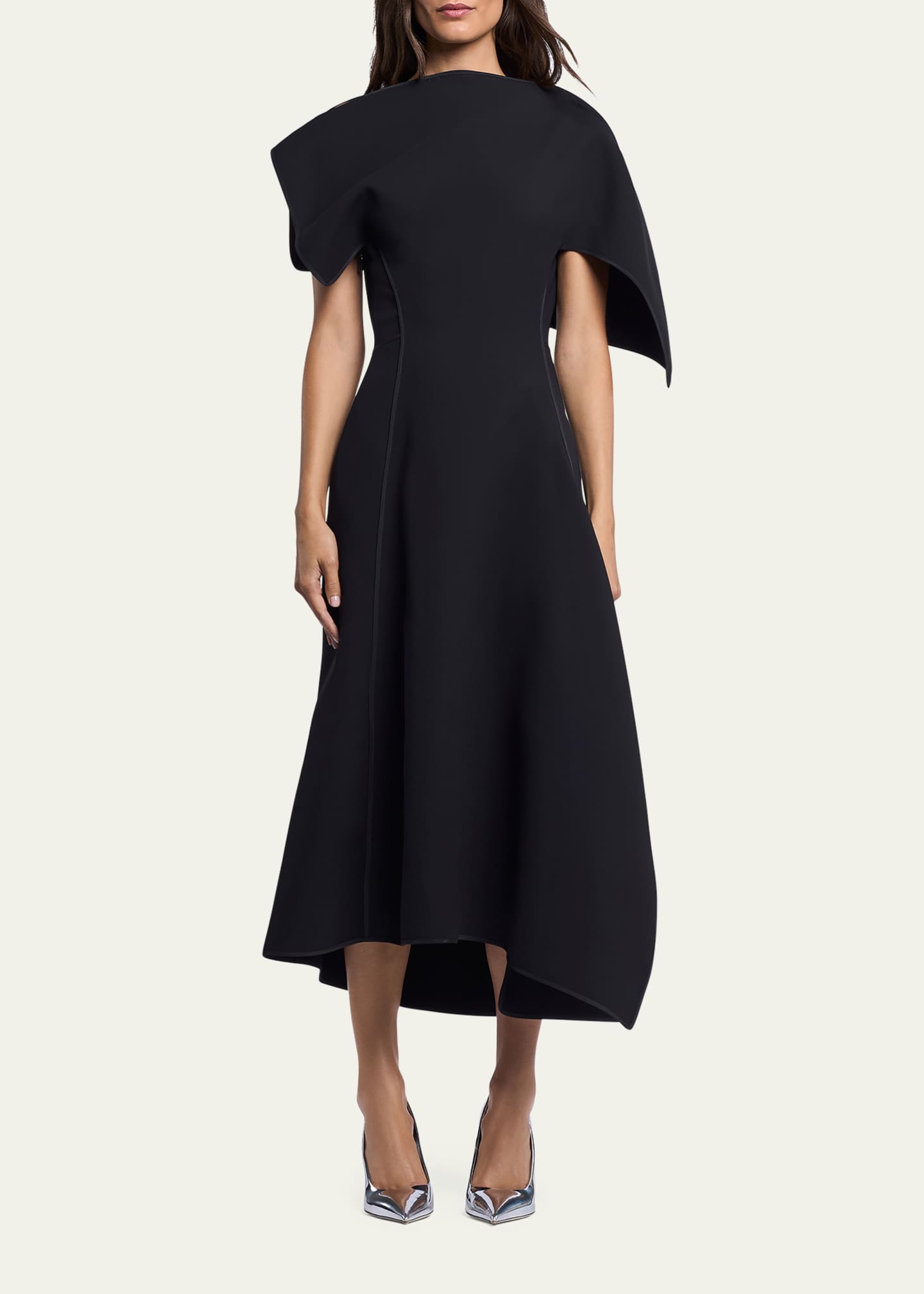 Maticevski Synergy Pieced Short-Sleeve A-Line Gown Image 2 of 5