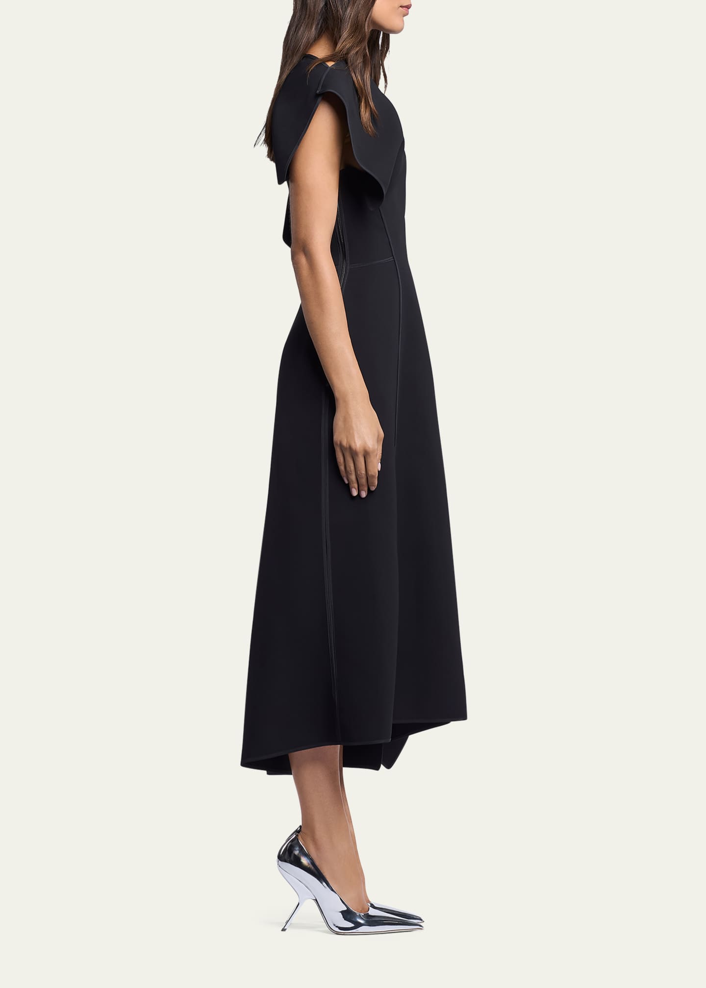 Maticevski Synergy Pieced Short-Sleeve A-Line Gown Image 4 of 5