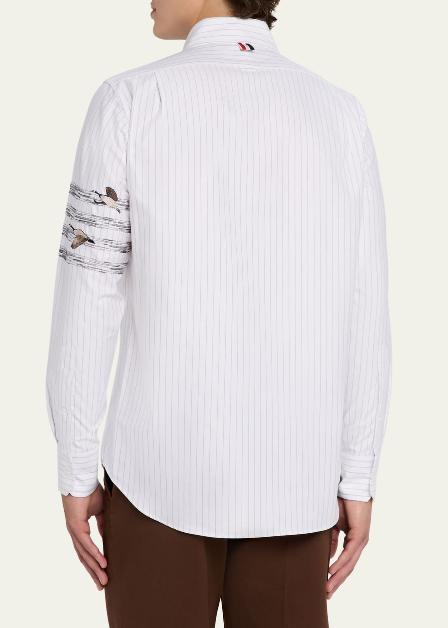 Thom Browne Men's 4-Bar Pinstripe Oxford Sport Shirt Image 3 of 5