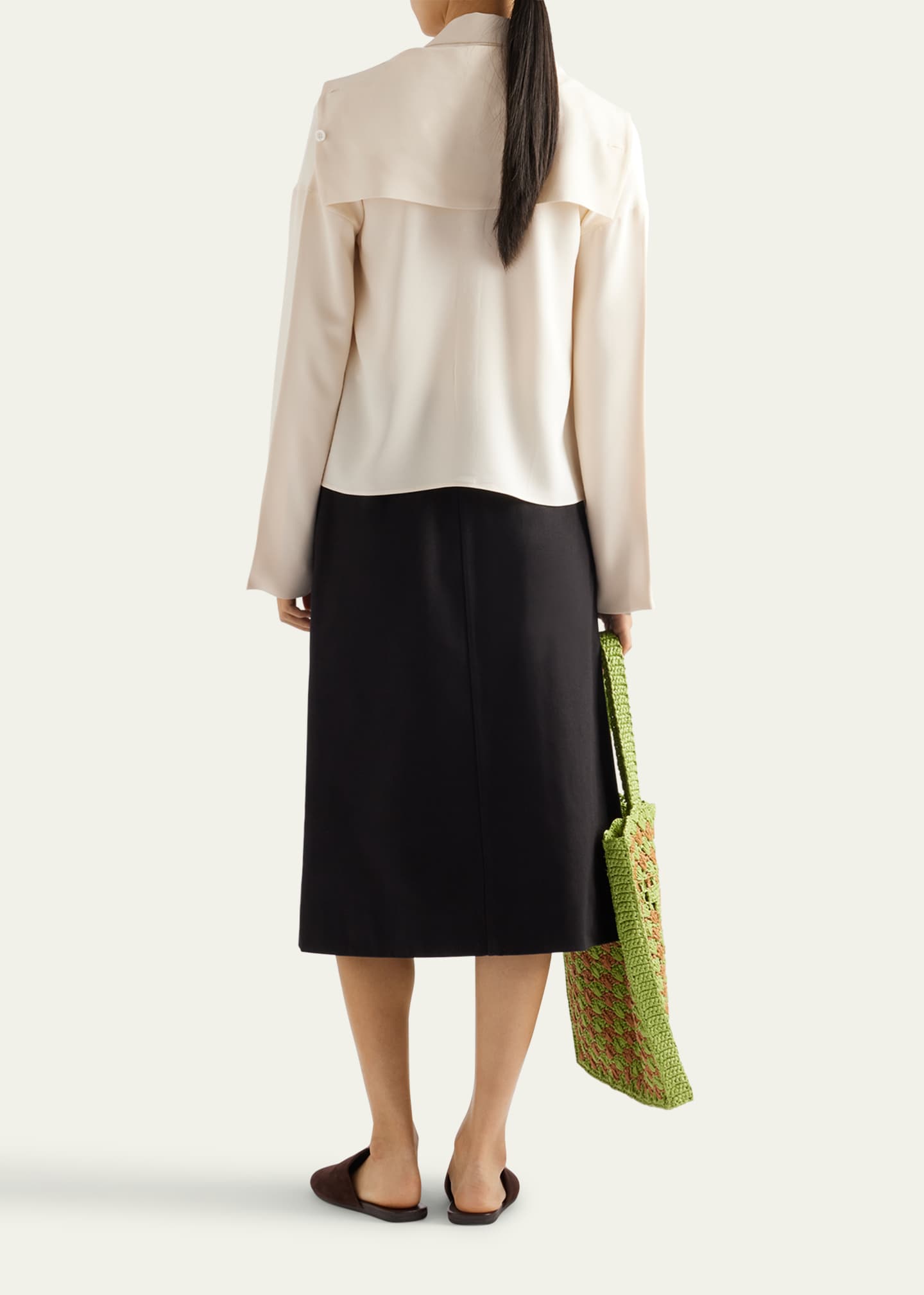 Prada Flared Midi Cotton Drill Skirt Image 3 of 3