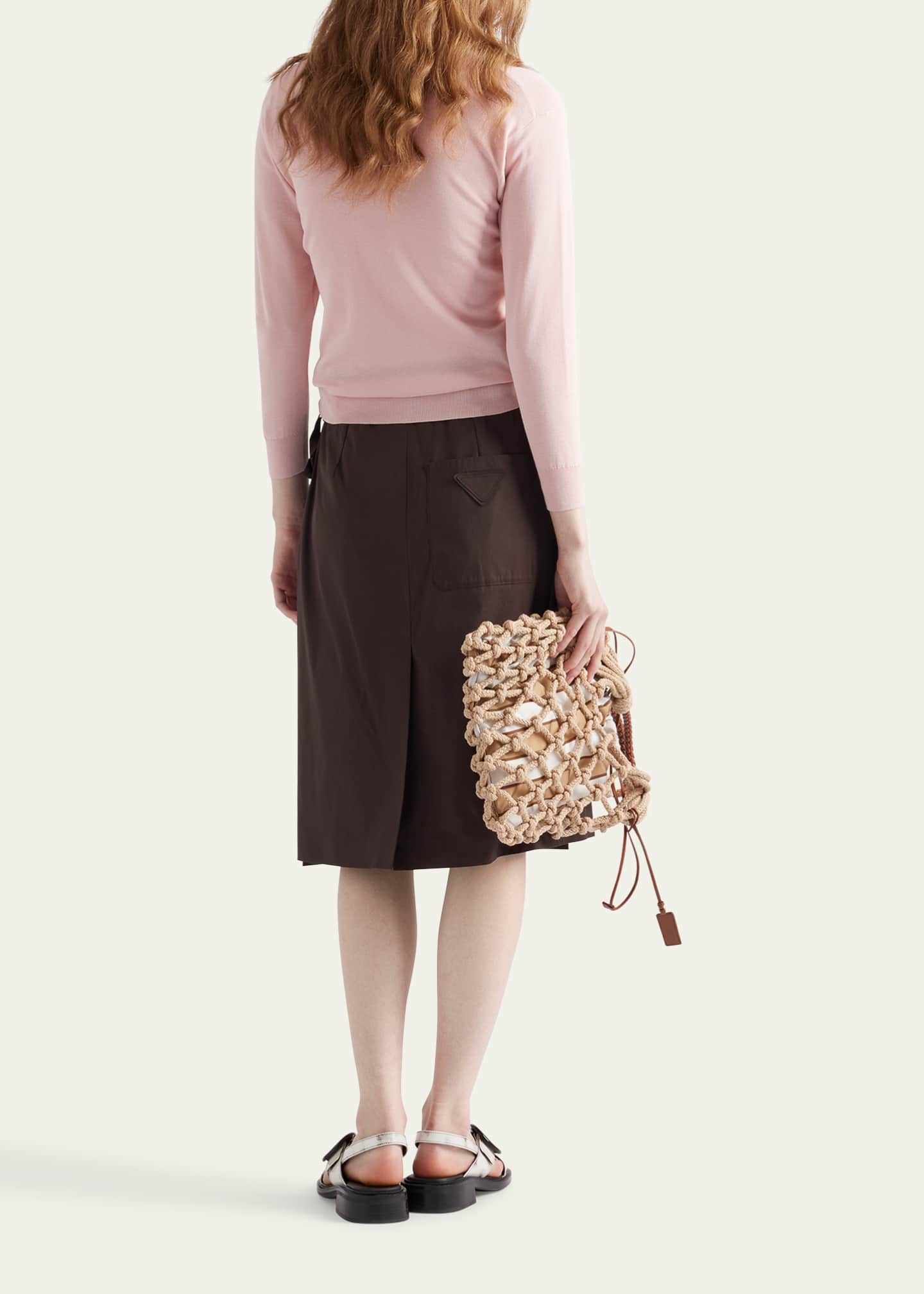 Prada Silk-Cotton Double Crewneck Cardigan Image 3 of 4