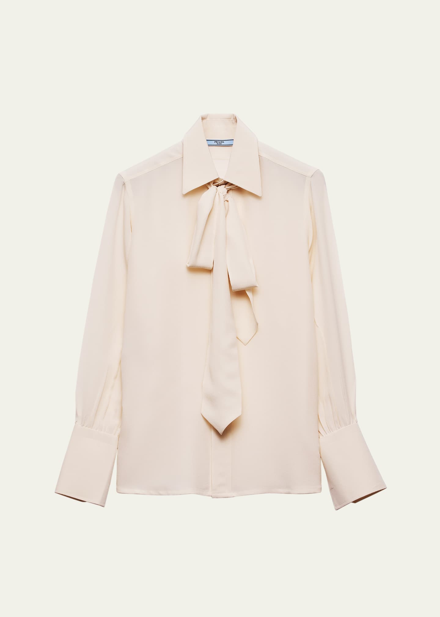 Prada Old Marocain Neck-Tie Silk Blouse Image 1 of 3