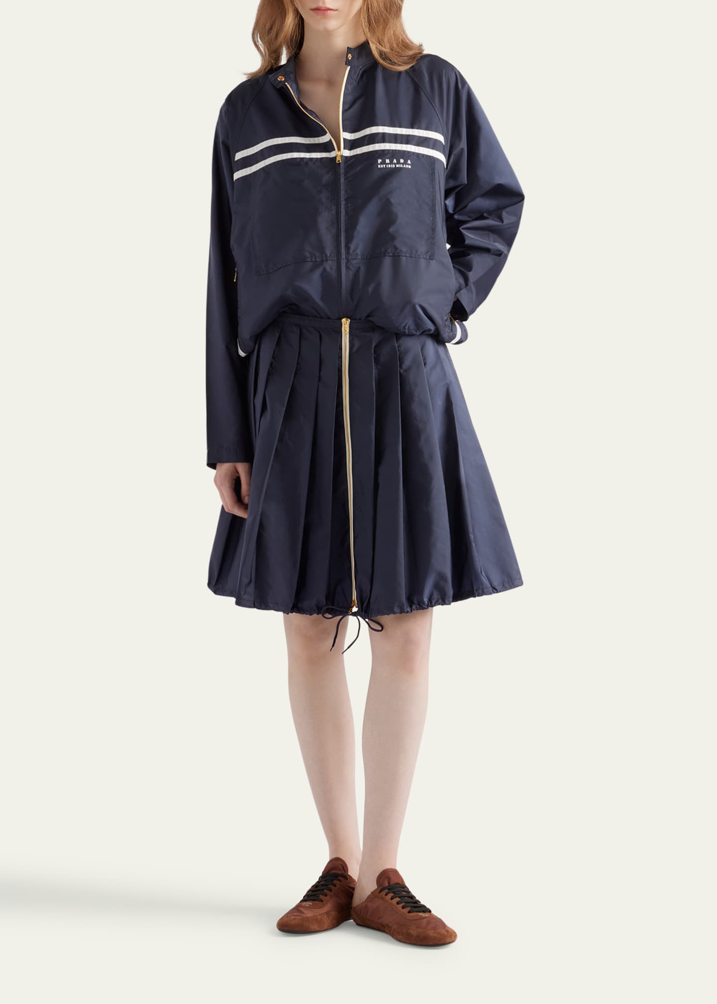 Prada Pleated Re-Nylon Drawstring Skirt Image 2 of 3