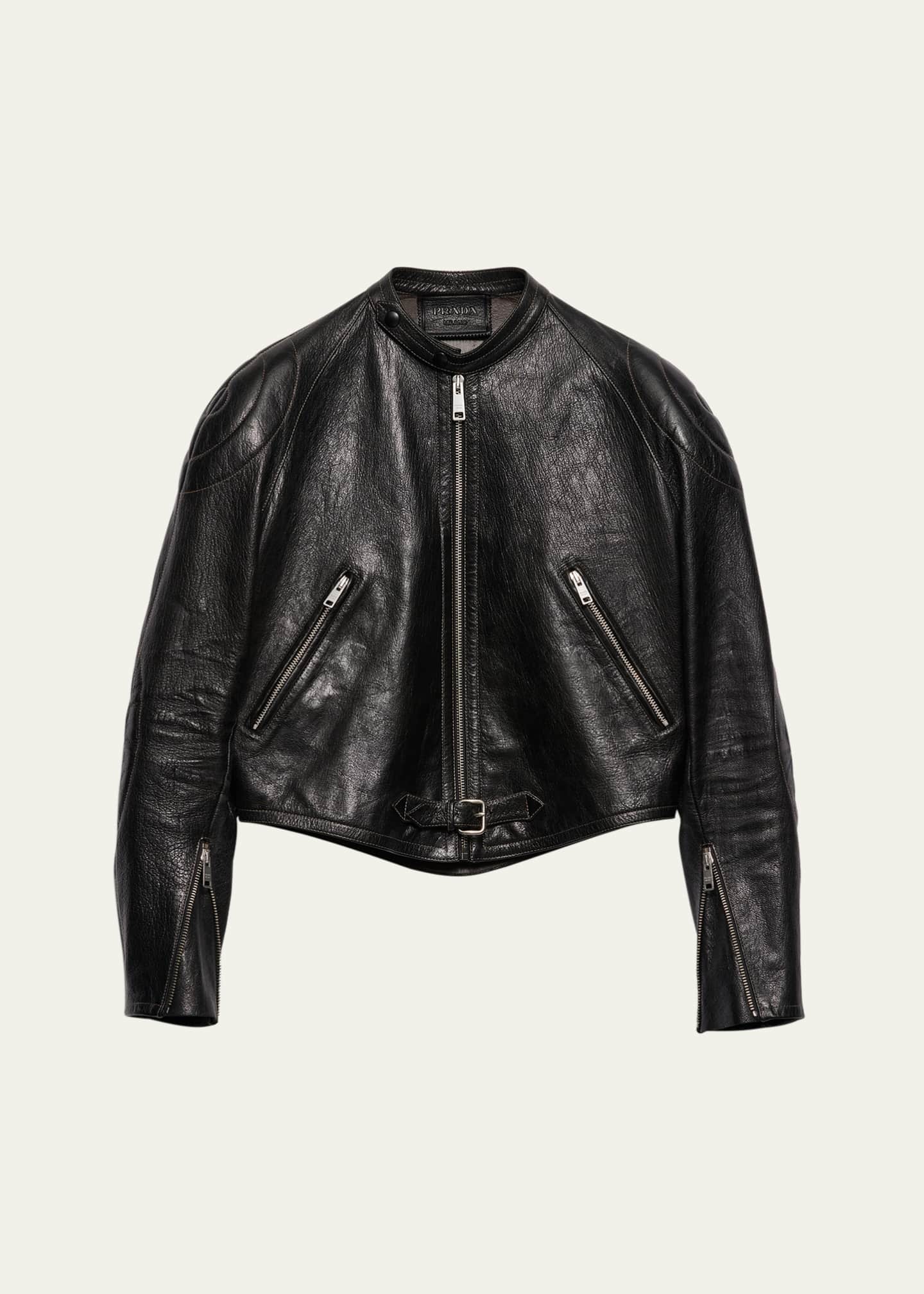 Prada Cropped Leather Jacket Image 1 of 3