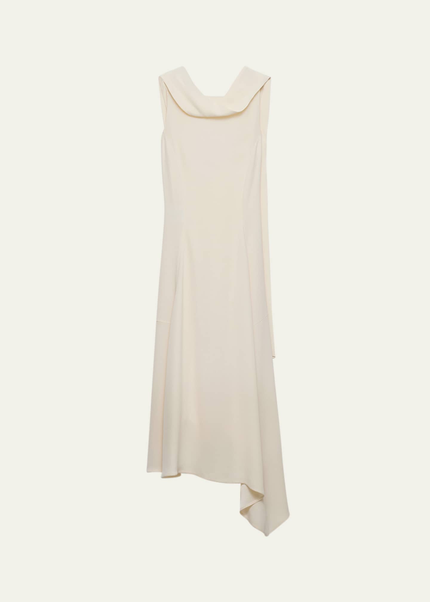 Prada Neck-Scarf Backless Cady Crepe Midi Dress Image 1 of 4