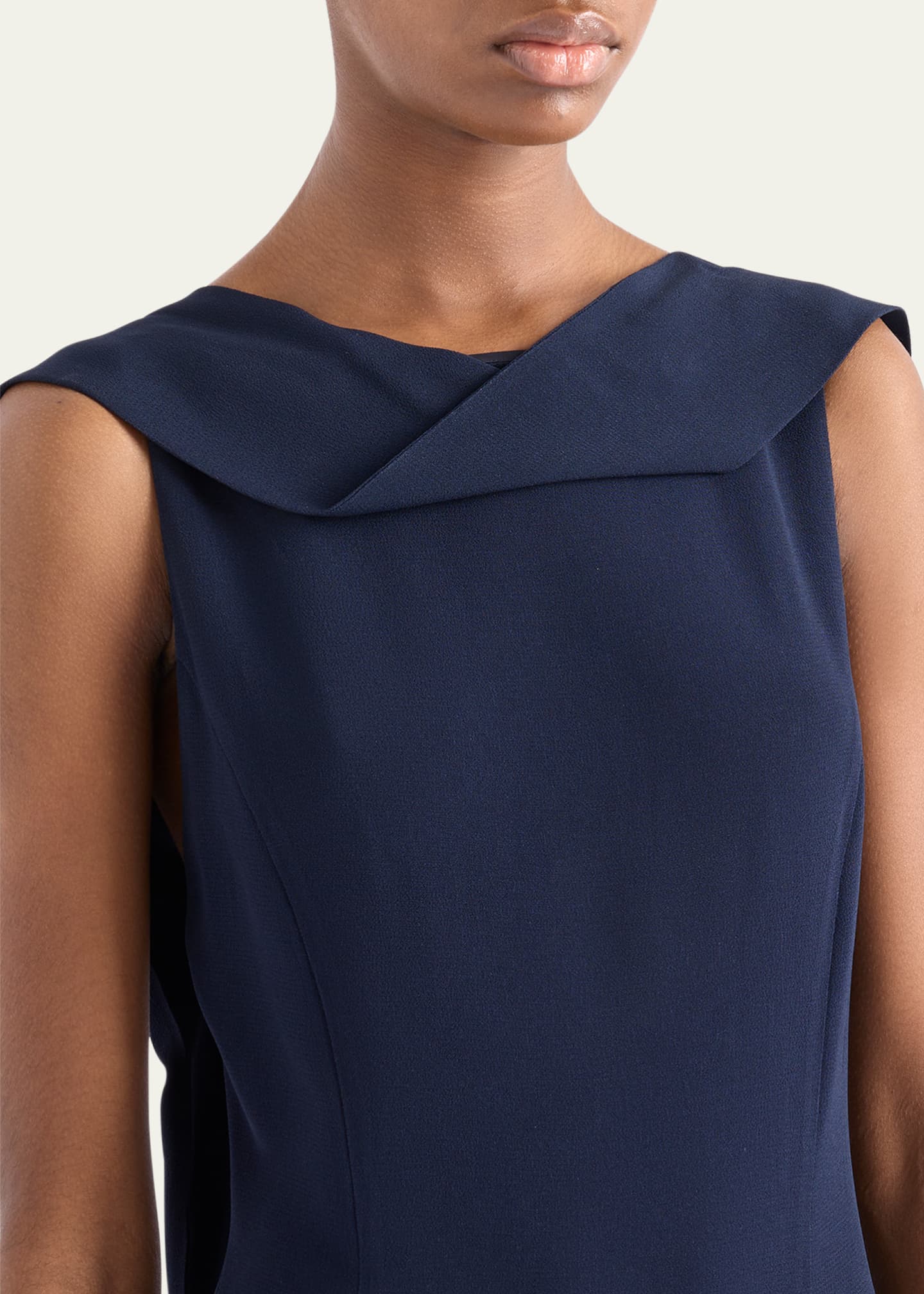 Prada Neck-Scarf Backless Cady Crepe Midi Dress Image 4 of 4