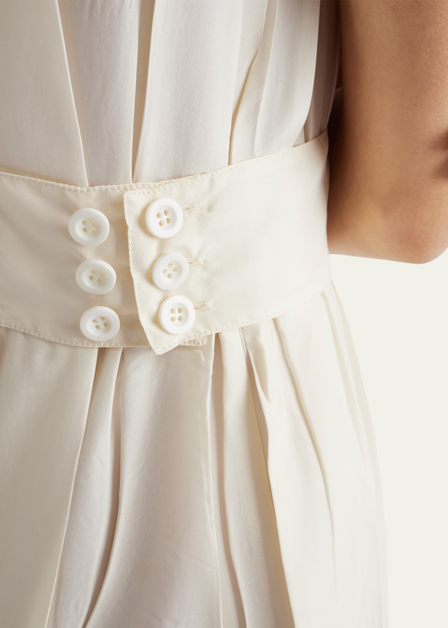 Prada Sleeveless Pleated Ponge Silk Midi Dress Image 4 of 4