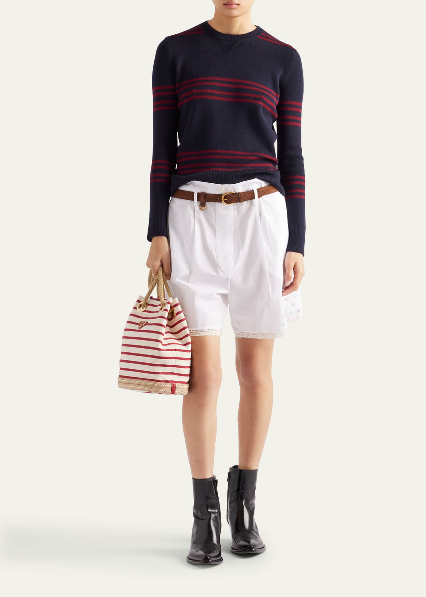 Prada Striped Wool Turtleneck Sweater Image 2 of 4