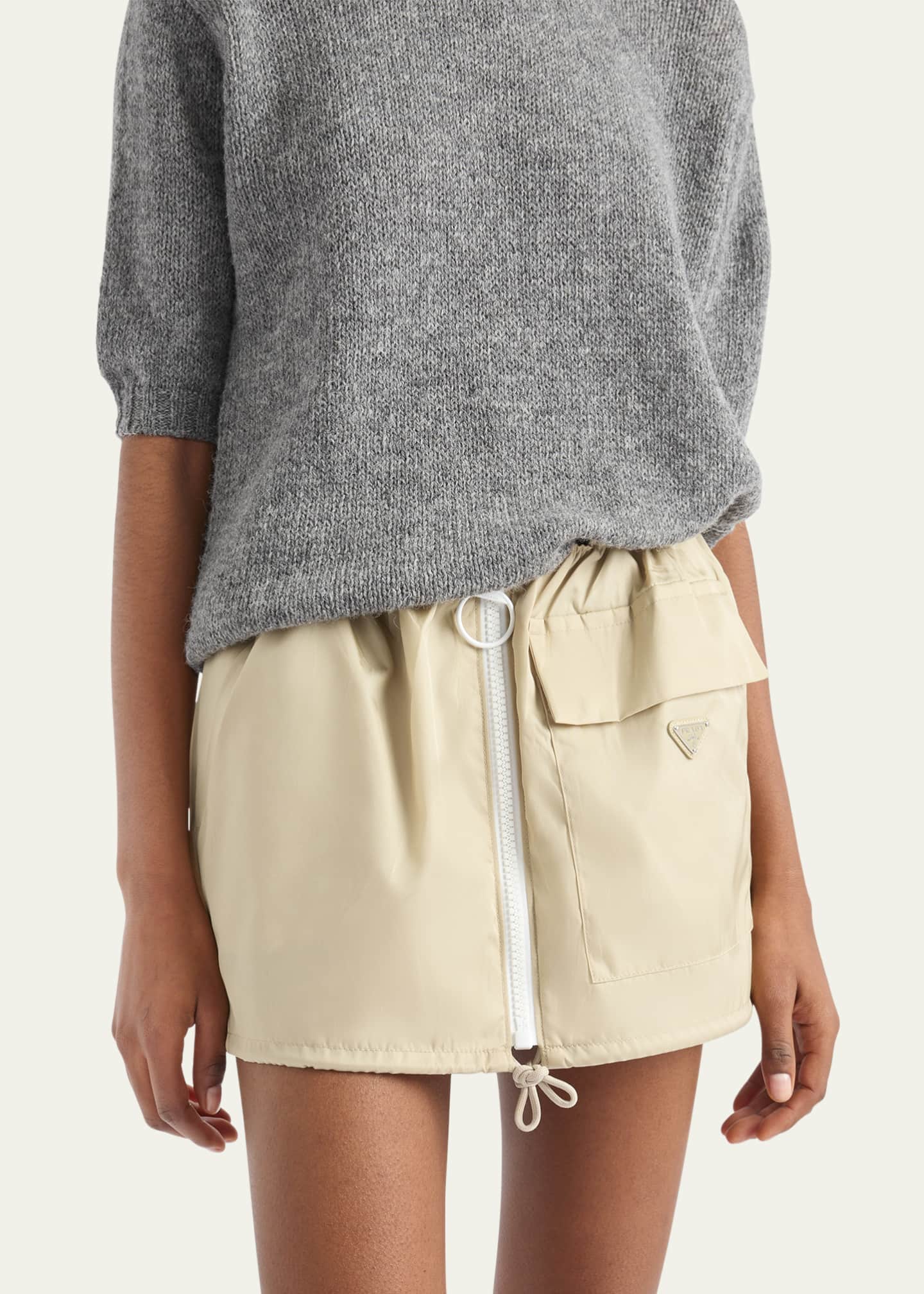 Prada Re-Nylon Drawstring Mini Skirt Image 4 of 5