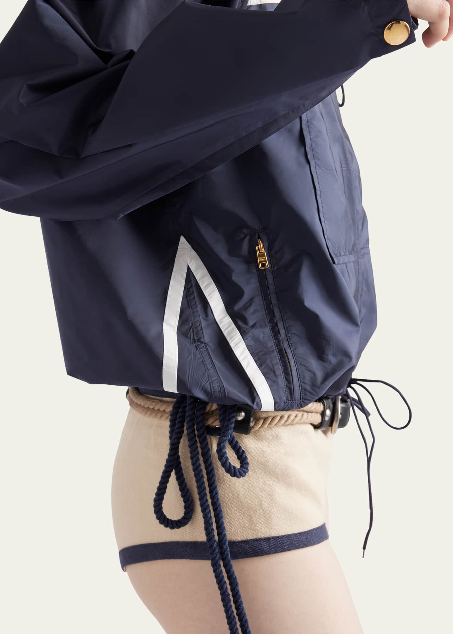 Prada Re-Nylon Stripe Hooded Jacket Image 4 of 4