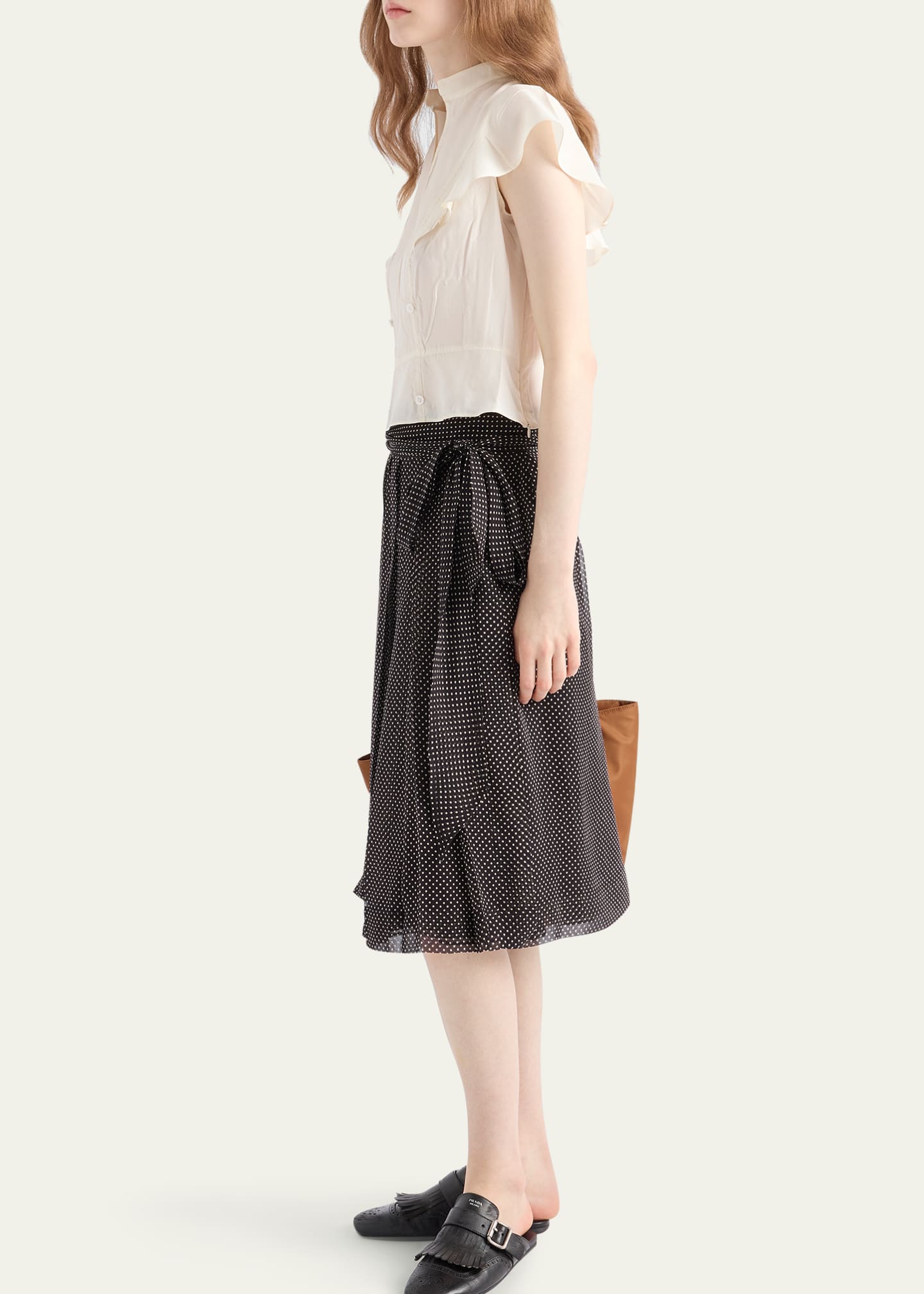 Prada Pleated Chiffon Printed Skirt Image 4 of 5