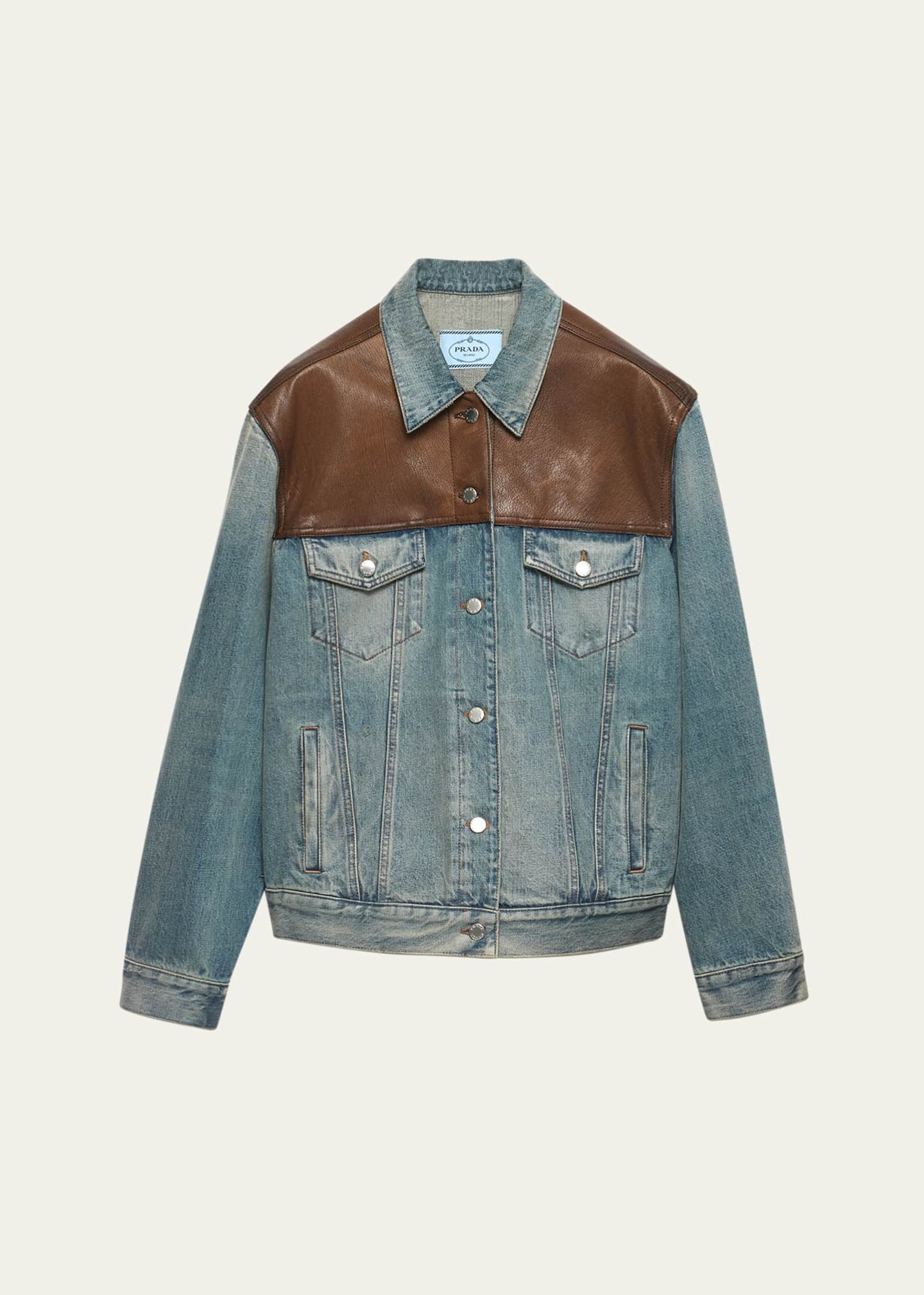 Prada Denim and Leather Jacket Image 1 of 4