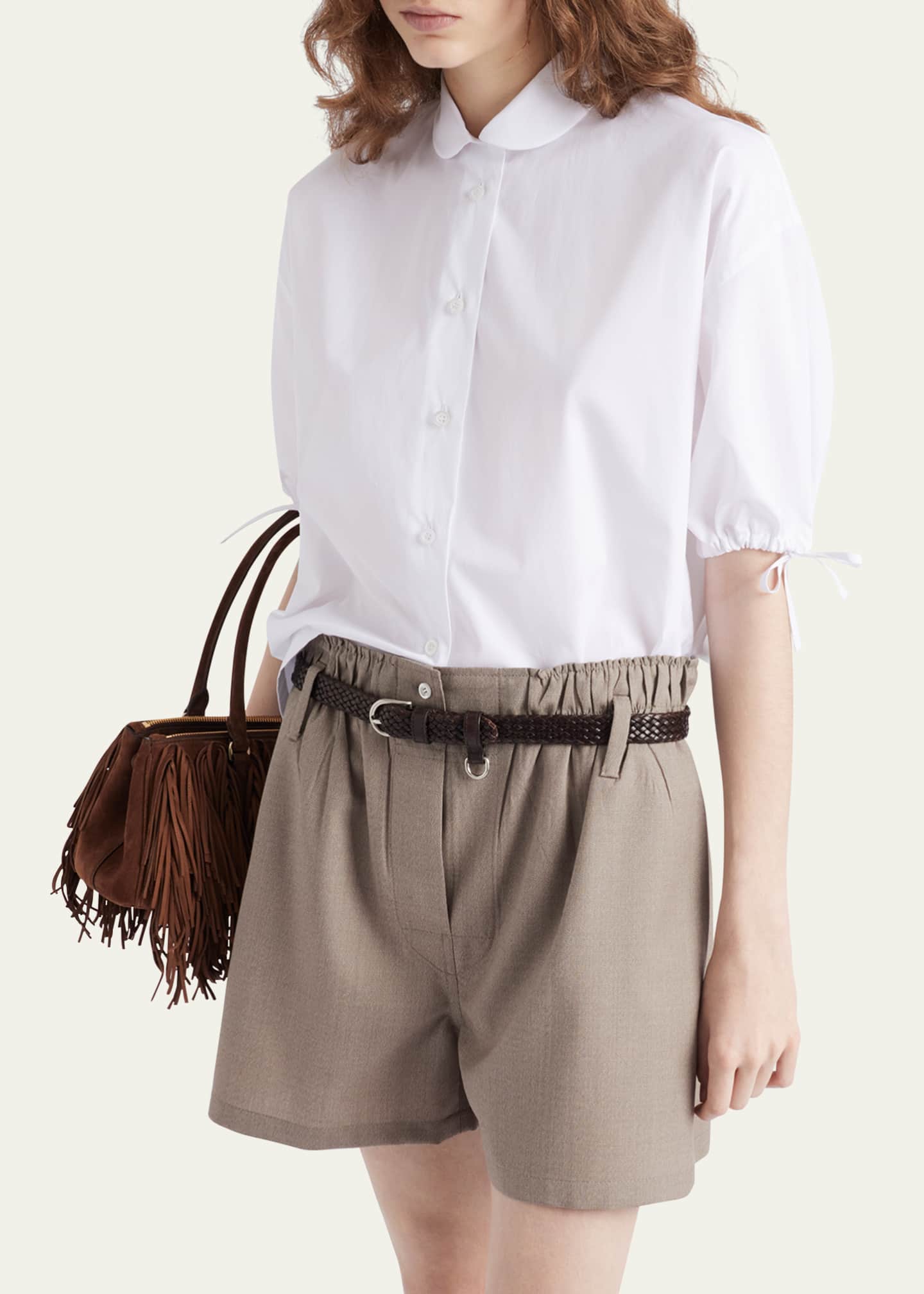 Prada Drawstring Cuff Poplin Shirt Image 4 of 4