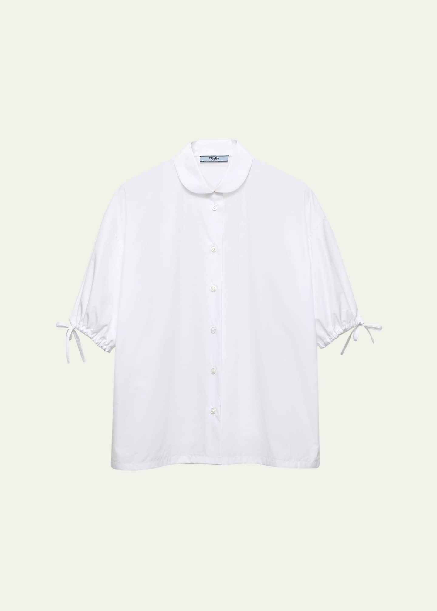 Prada Drawstring Cuff Poplin Shirt Image 1 of 4