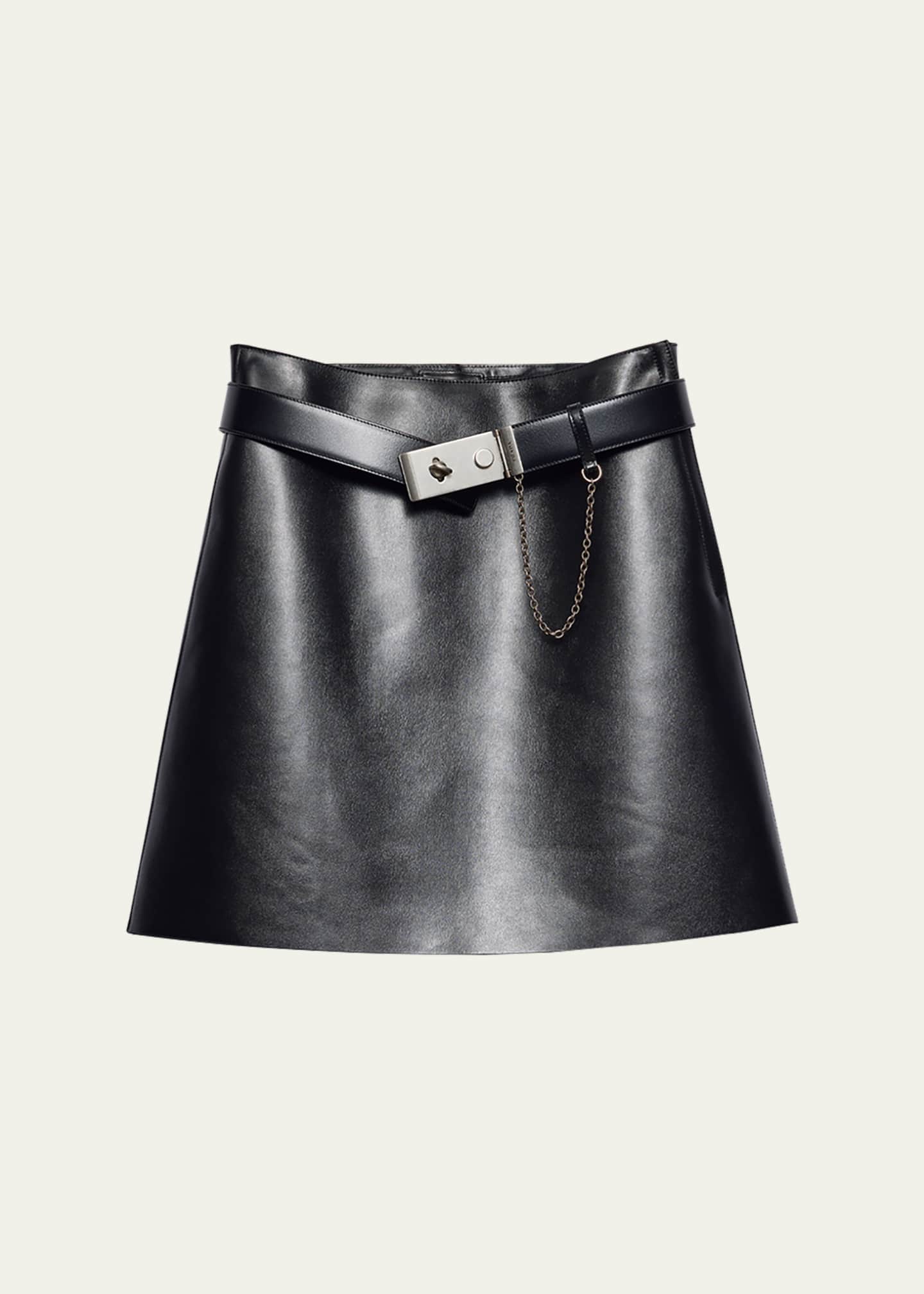 Prada Leather Belted Mini Skirt Image 1 of 5