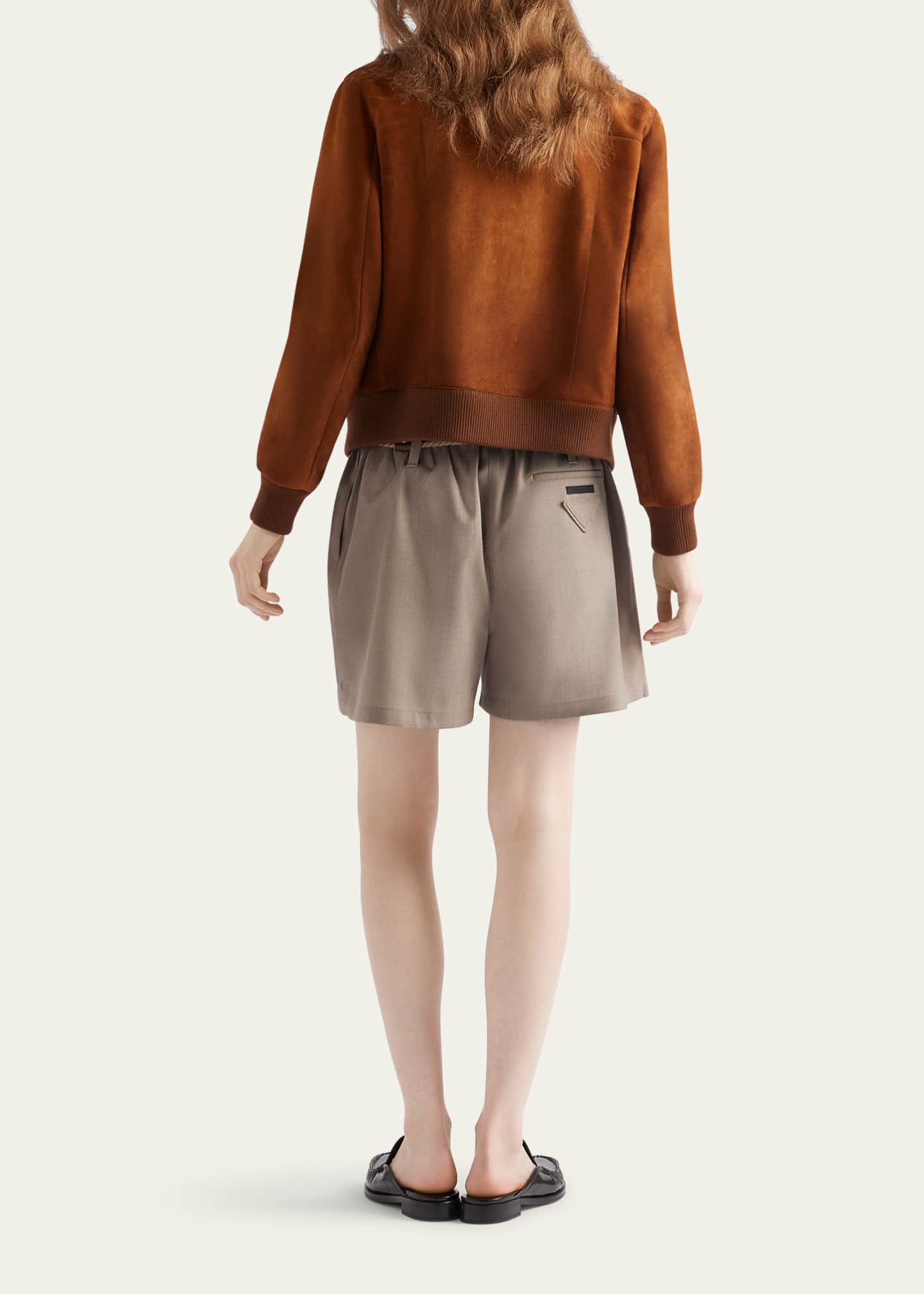 Prada Suede Ribbed-Trim Jacket Image 3 of 4