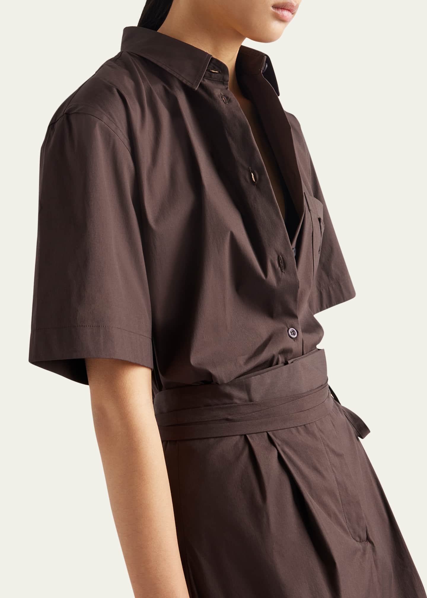 Prada Short-Sleeve Stretch Poplin Shirt Image 4 of 4