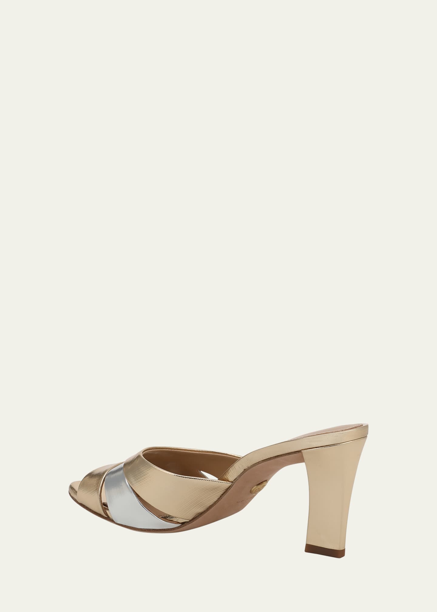 Veronica Beard Cassiel Dressel Metallic Leather Caged Mule Sandals Image 3 of 4