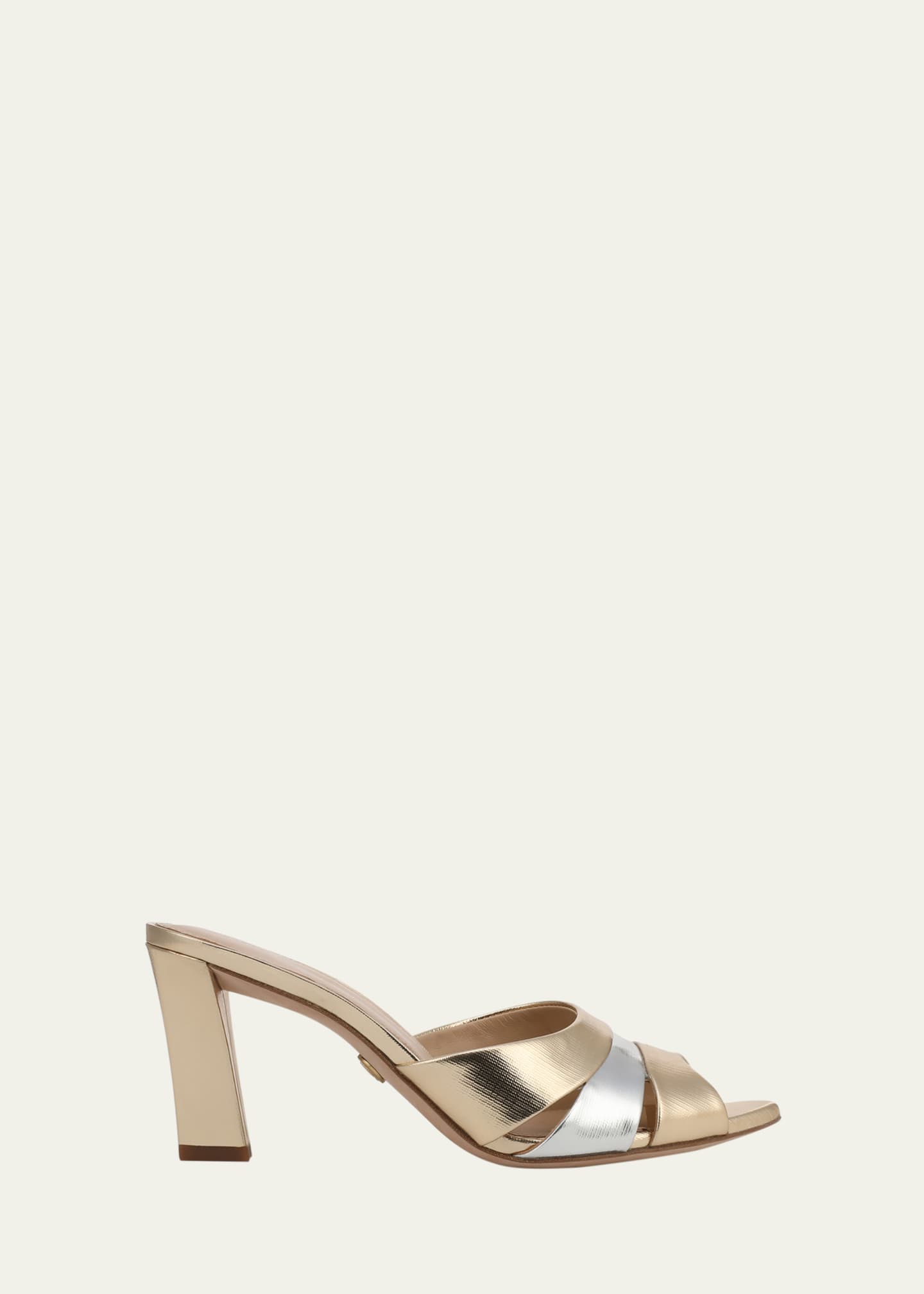 Veronica Beard Cassiel Dressel Metallic Leather Caged Mule Sandals Image 1 of 4