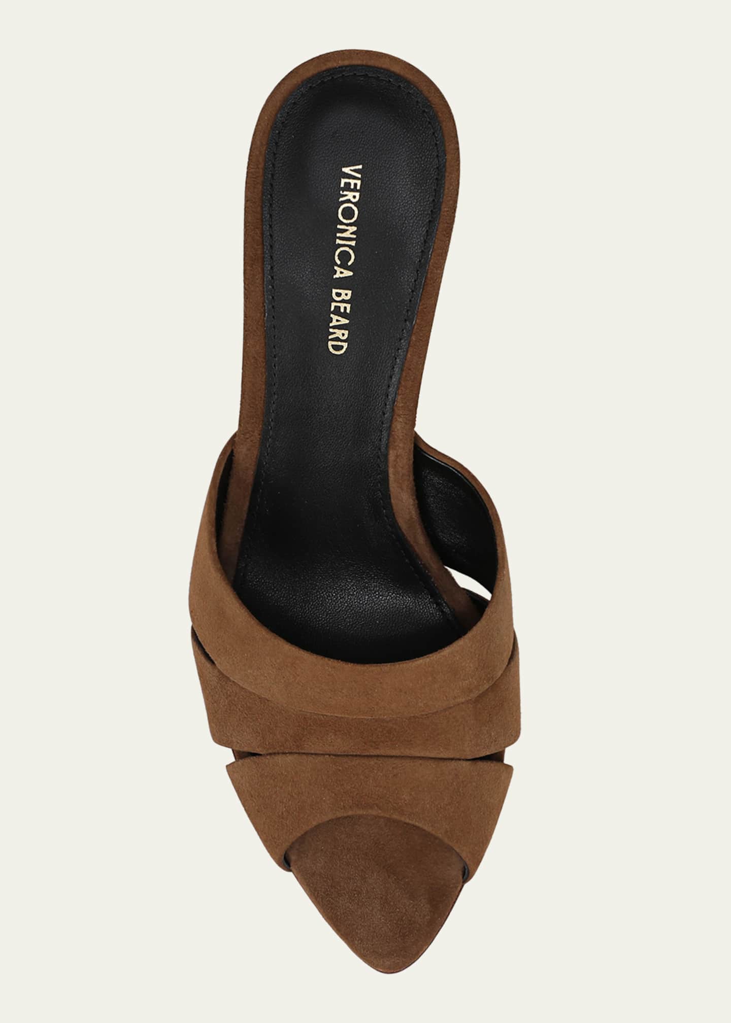 Veronica Beard Cassiel Suede Peep-Toe Slide Sandals Image 4 of 4