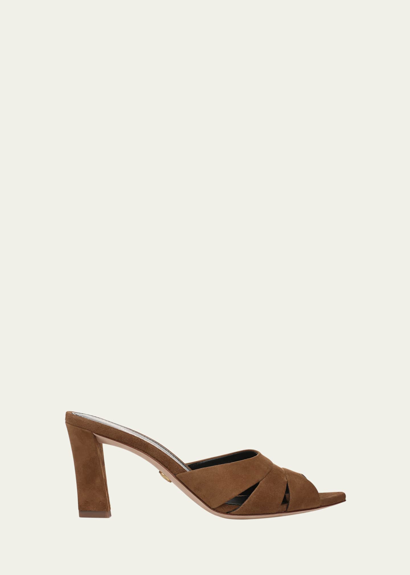 Veronica Beard Cassiel Suede Peep-Toe Slide Sandals Image 1 of 4