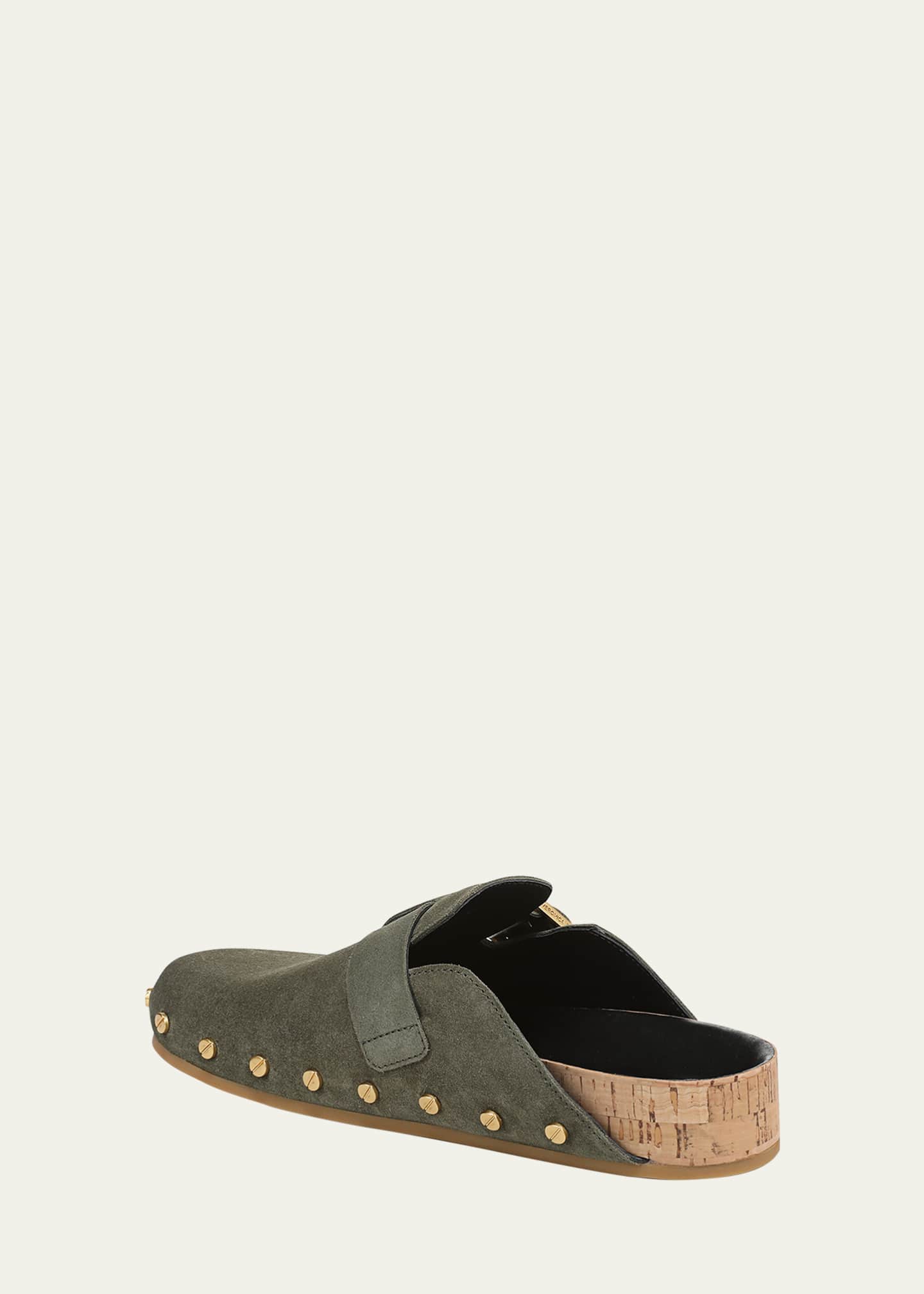 Fern Suede Buckle Loafer Mules
