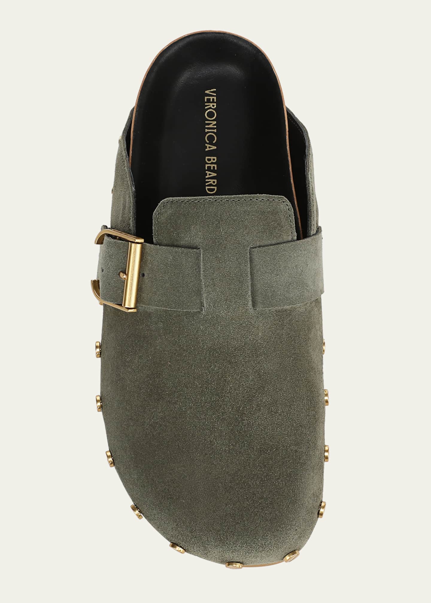 Fern Suede Buckle Loafer Mules