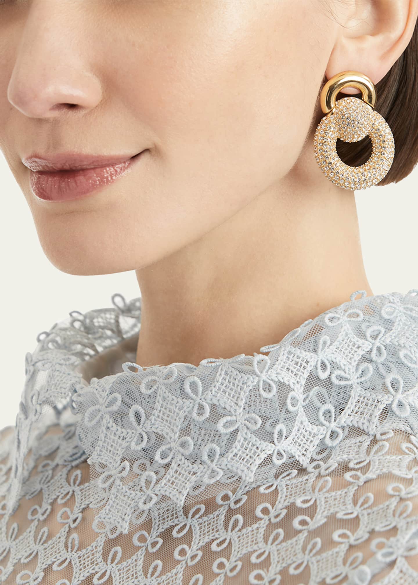 Oscar de la Renta Rhinestone Drop Earrings Image 2 of 2
