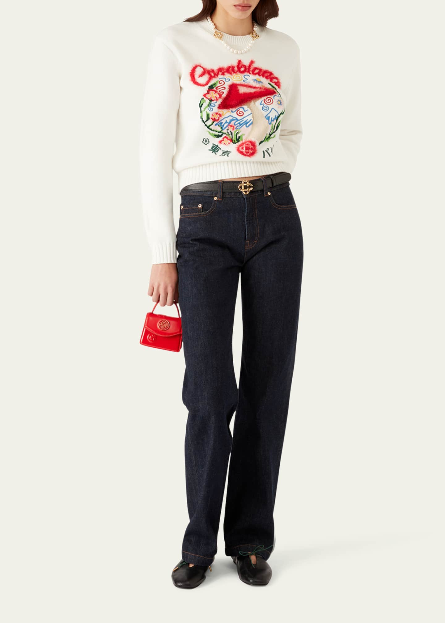 CASABLANCA Mushroom Emblem Knit Crewneck Sweater Image 2 of 4