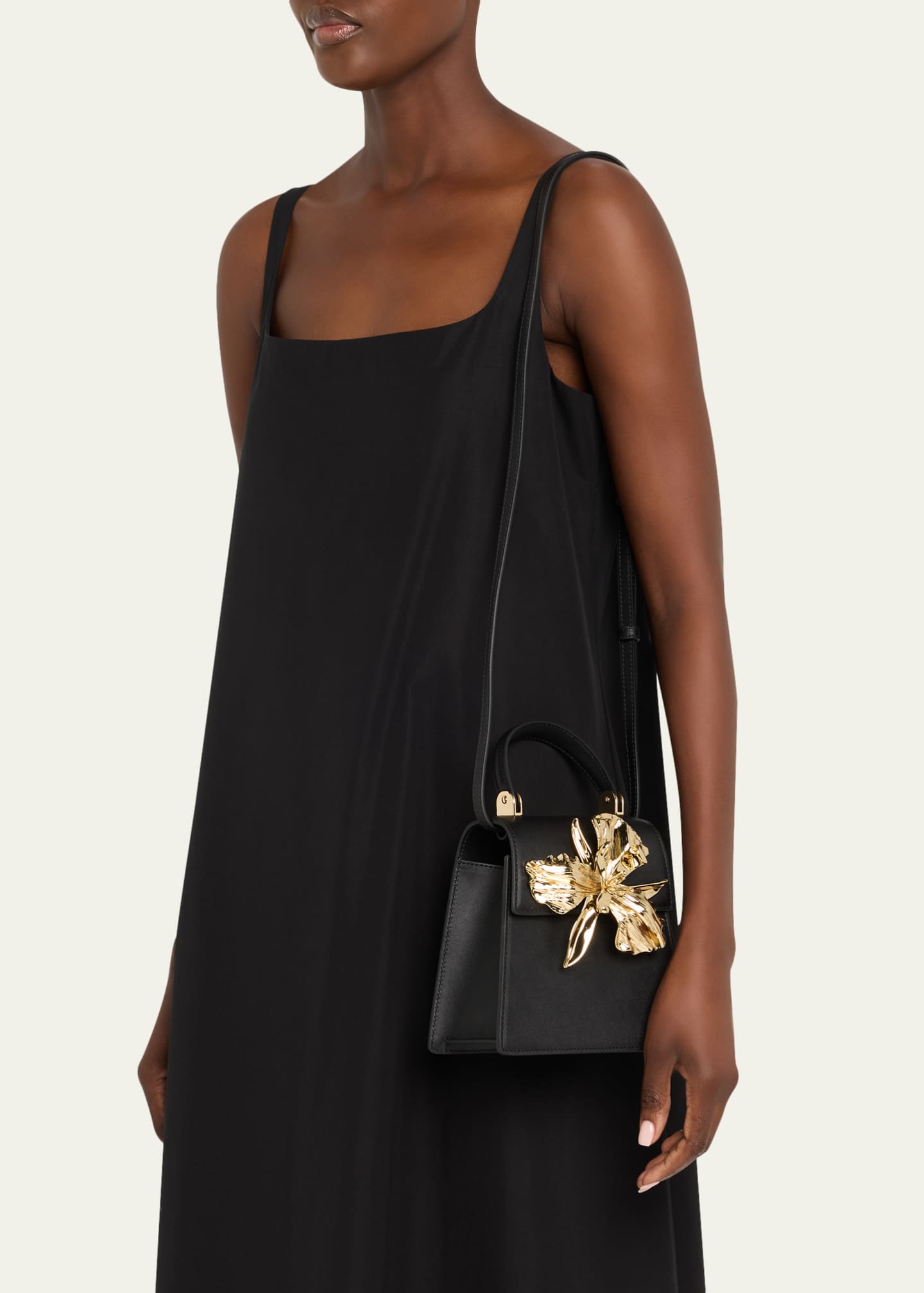 Cult Gaia Emilia Flower-Embellished Leather Top-Handle Bag Image 2 of 6