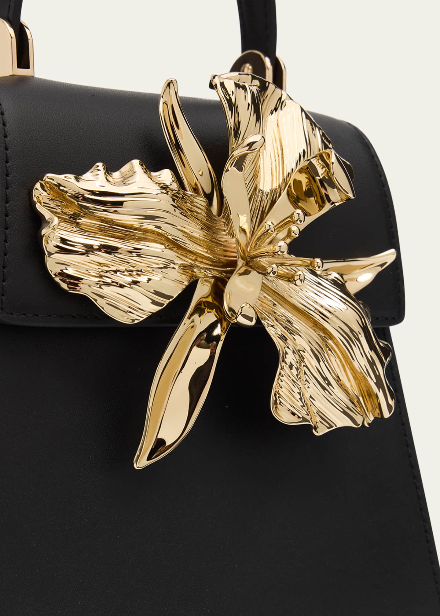 Cult Gaia Emilia Flower-Embellished Leather Top-Handle Bag Image 6 of 6