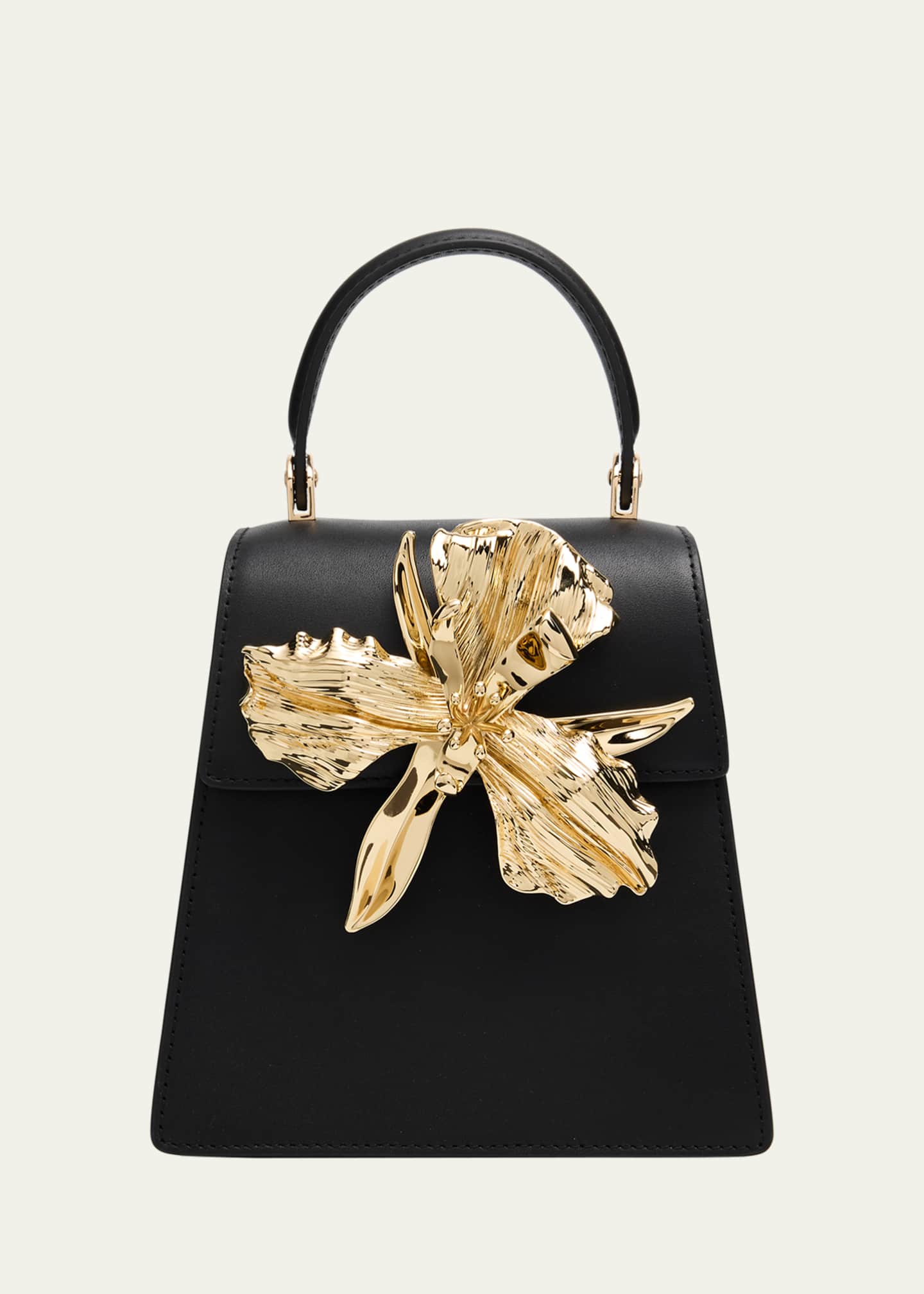 Cult Gaia Emilia Flower-Embellished Leather Top-Handle Bag Image 1 of 6