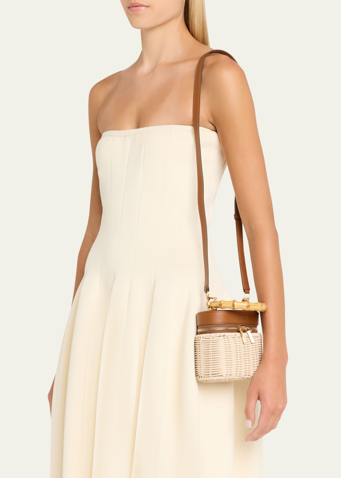 Cult Gaia Gwyneth Raffia & Leather Crossbody Bag Image 2 of 6