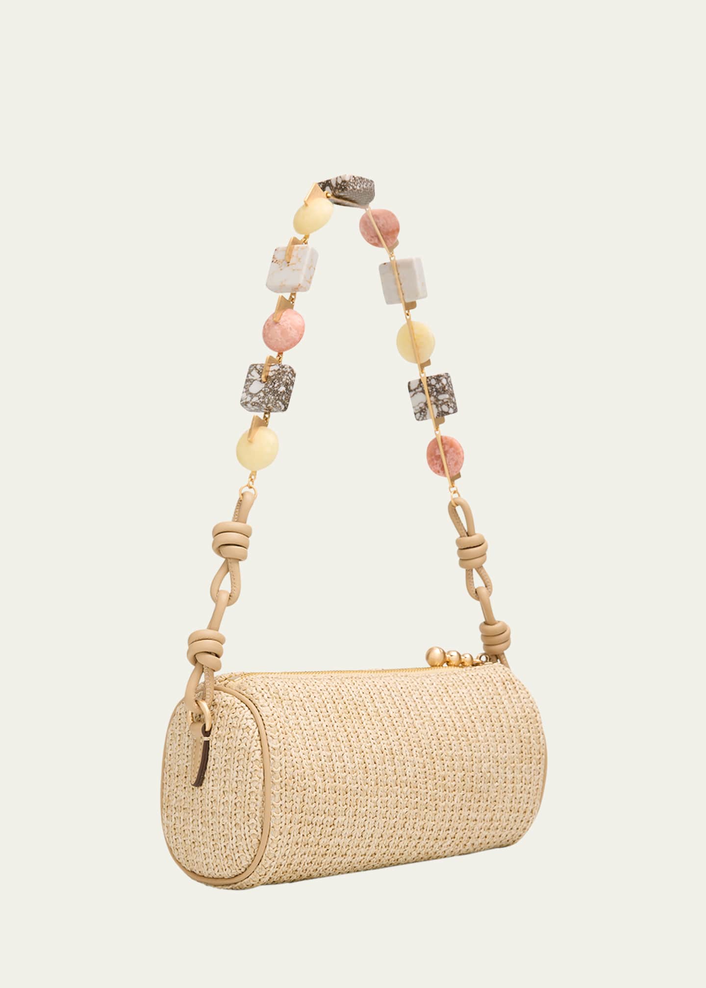 Cult Gaia Zozina Stone-Embellished Raffia Shoulder Bag - Bergdorf