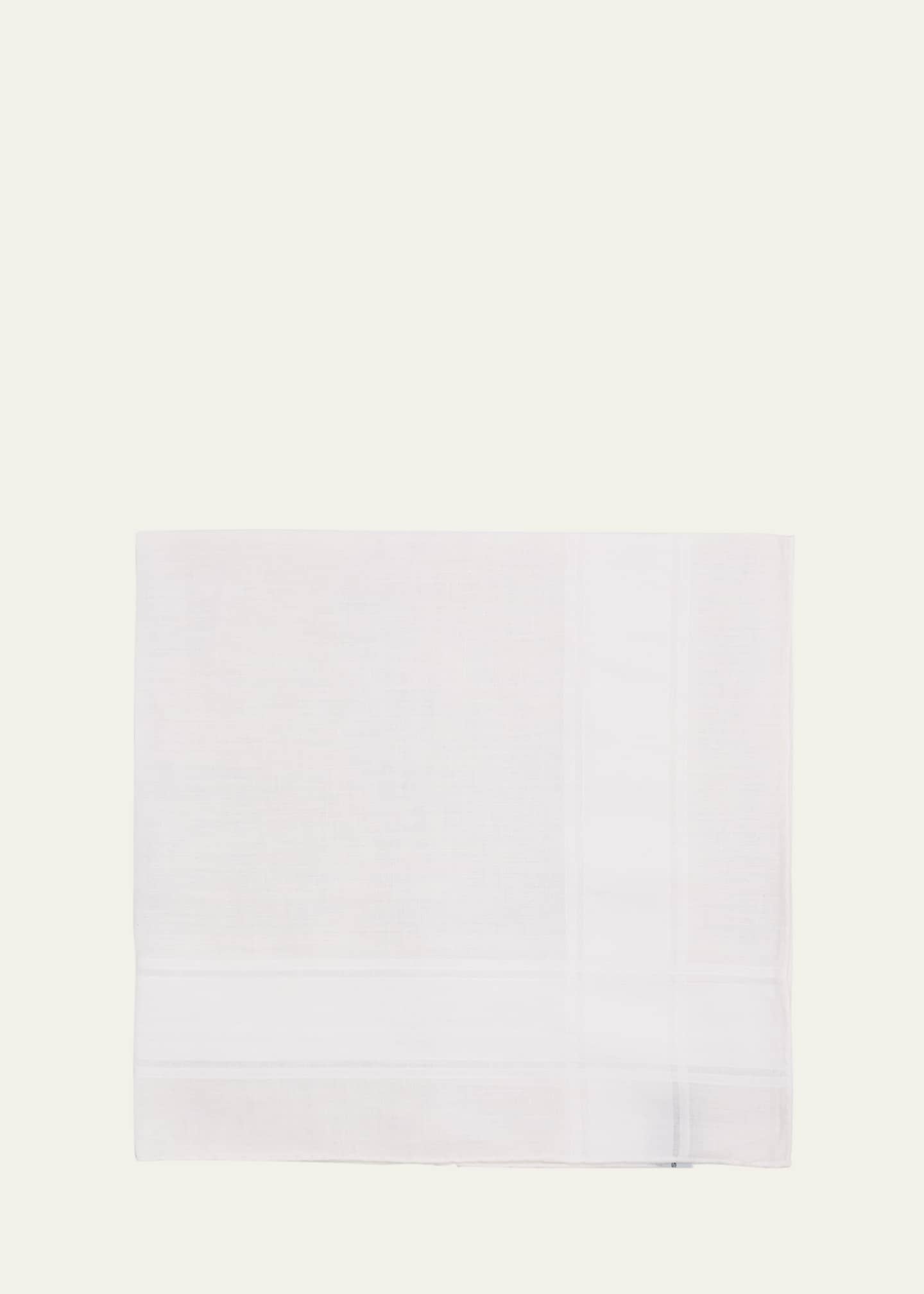 Simonnot Godard Men's Cotton and Linen Tonal Stripe Handkerchief