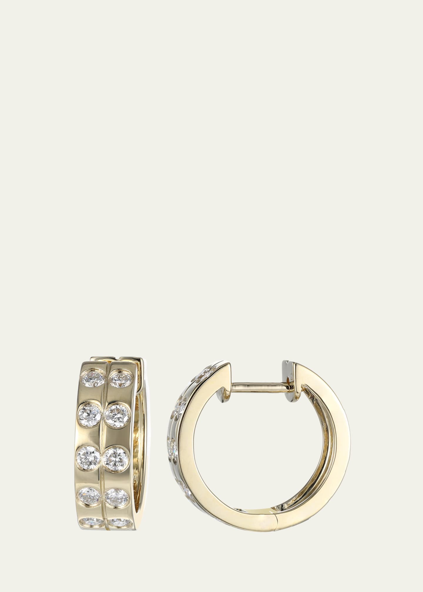 TYPE JEWELRY LEGGO Small 14K Gold Diamond Hoop Earrings
