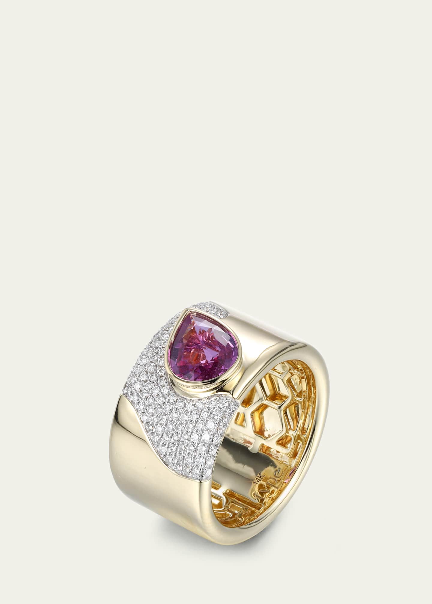 TYPE JEWELRY Lava 14K Gold Pink Sapphire Cocktail Ring with Diamonds