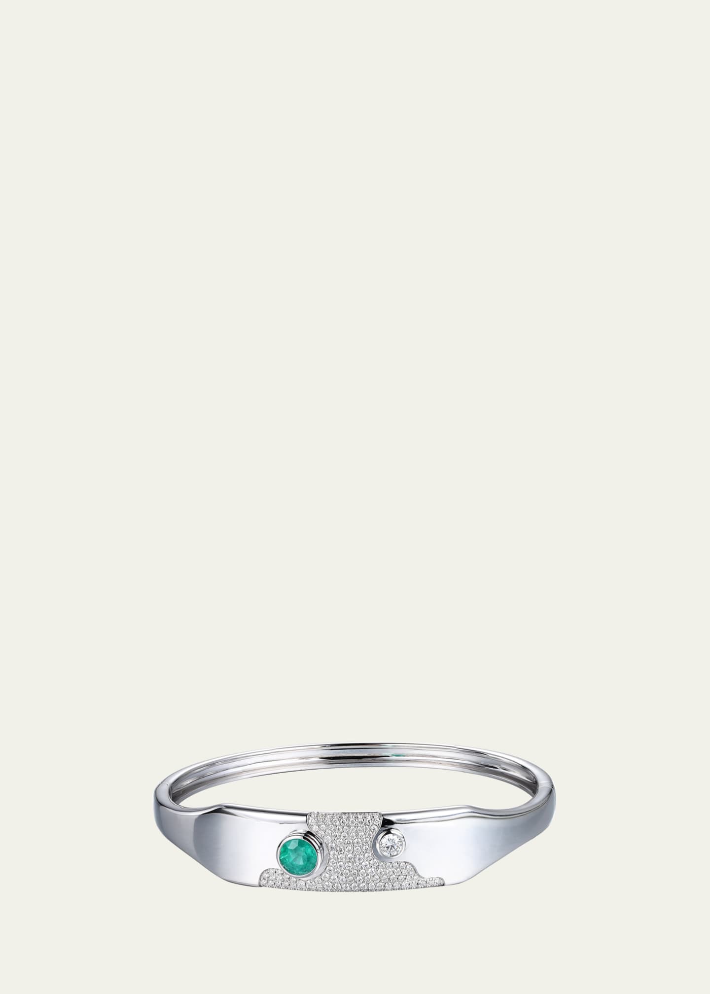 TYPE JEWELRY Lava 14K White Gold Emerald and Diamond Pave Bangle