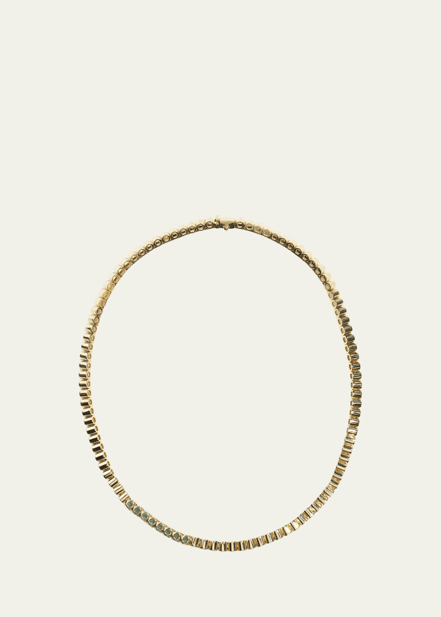TYPE JEWELRY TUBBO 14K Gold Diamond and Emerald Tennis Necklace Image 1 of 2