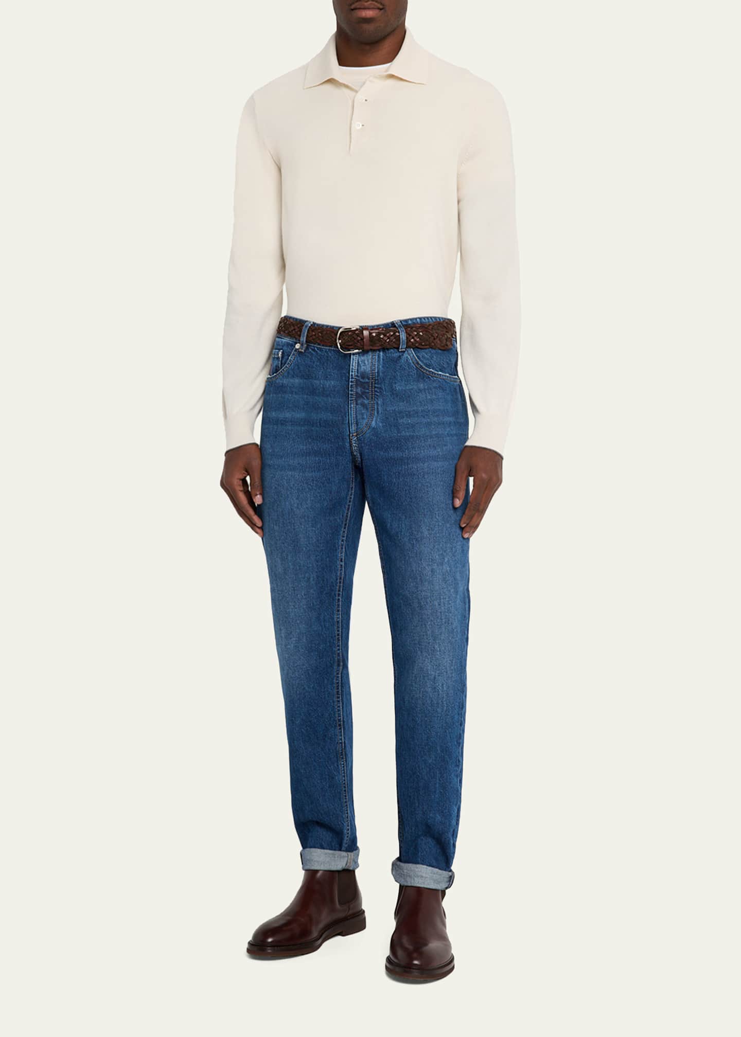 Brunello Cucinelli Men's Slim Light-Wash Denim Jeans - Bergdorf