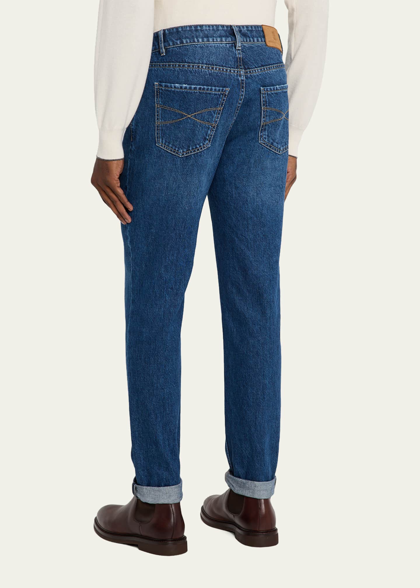 Brunello Cucinelli Men's Slim Light-Wash Denim Jeans - Bergdorf
