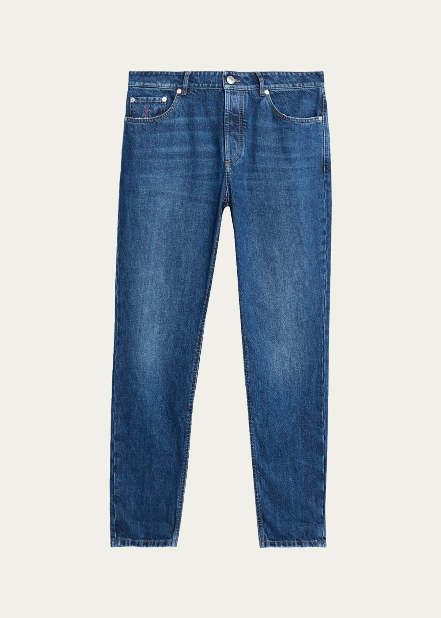 Brunello Cucinelli Men's Slim Light-Wash Denim Jeans - Bergdorf